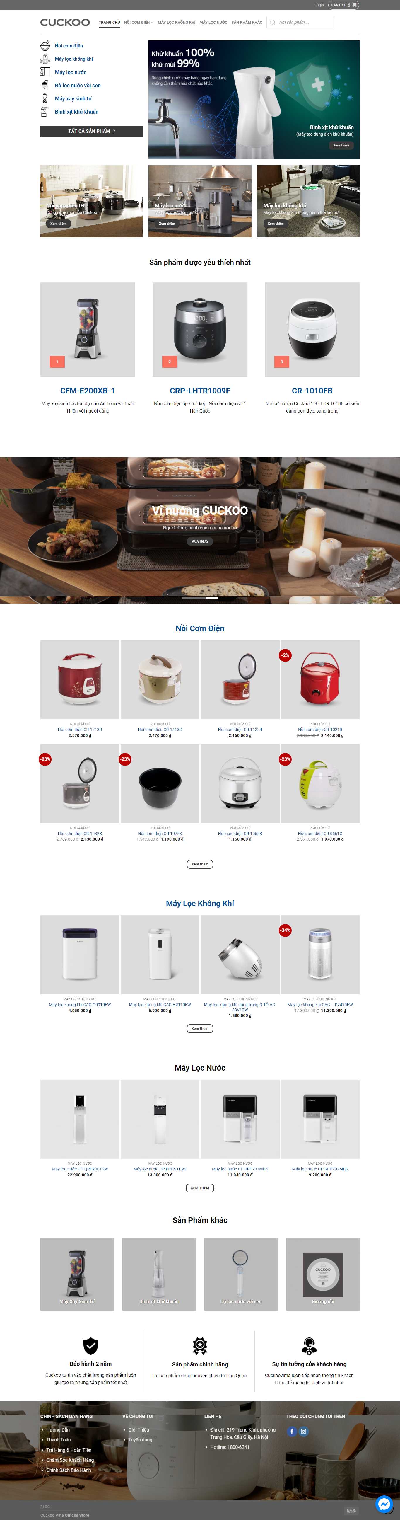 Thiết kế Web bán nồi cơm điện cuckoostore.vn
