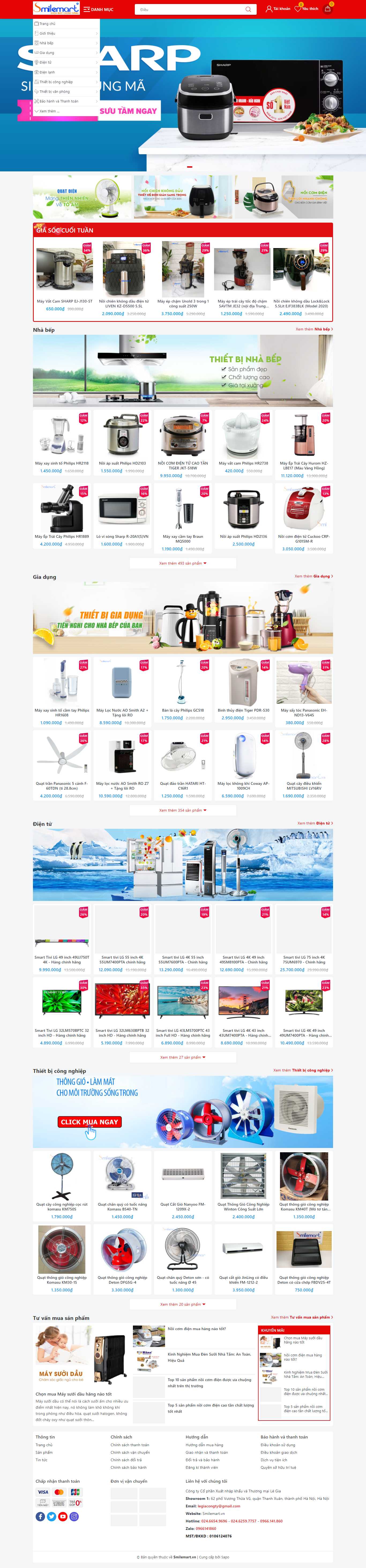 Thiết kế Web bán nồi cơm điện smilemart.vn