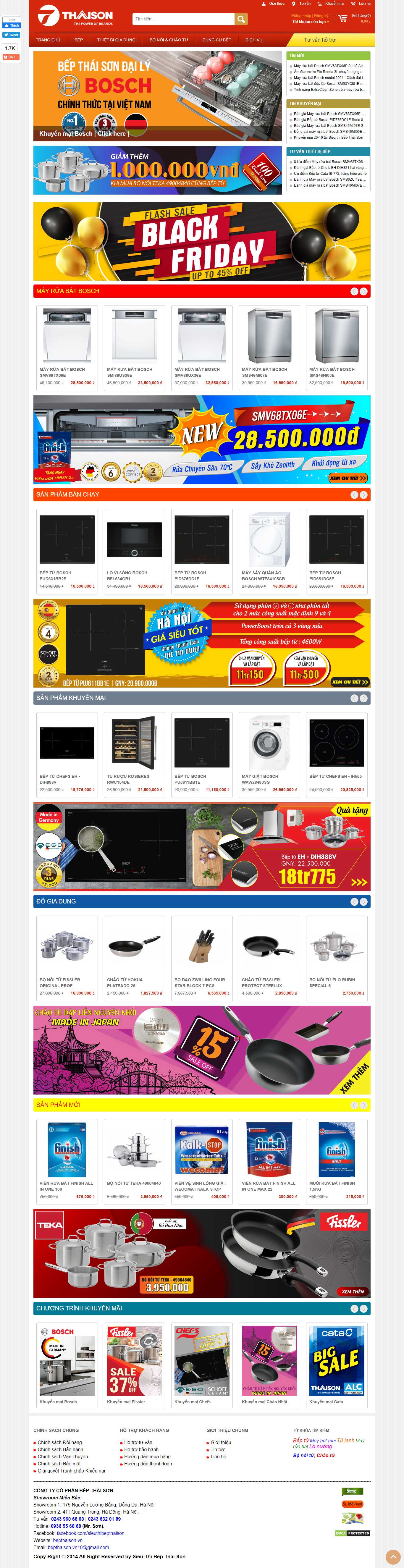 Thiết kế Web bán máy giặt bepthaison.vn