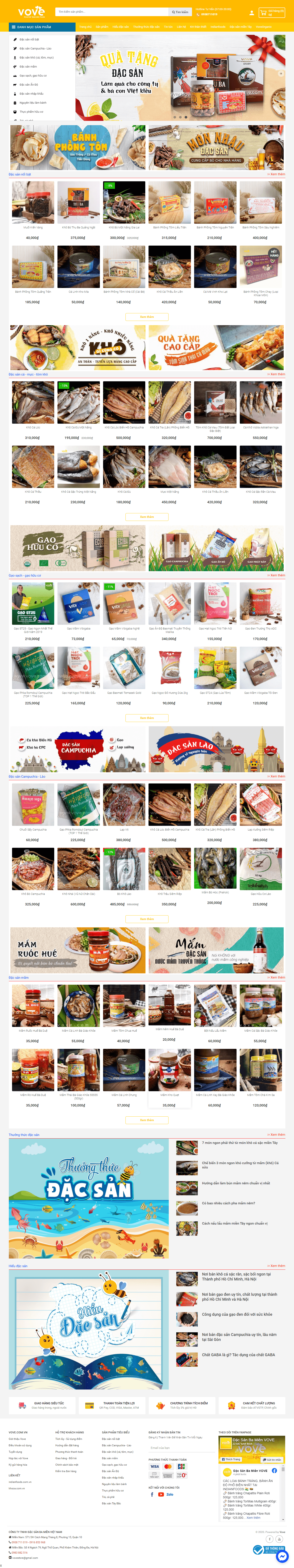 Thiết kế Web bán đặc sản 3 miền vove.com.vn