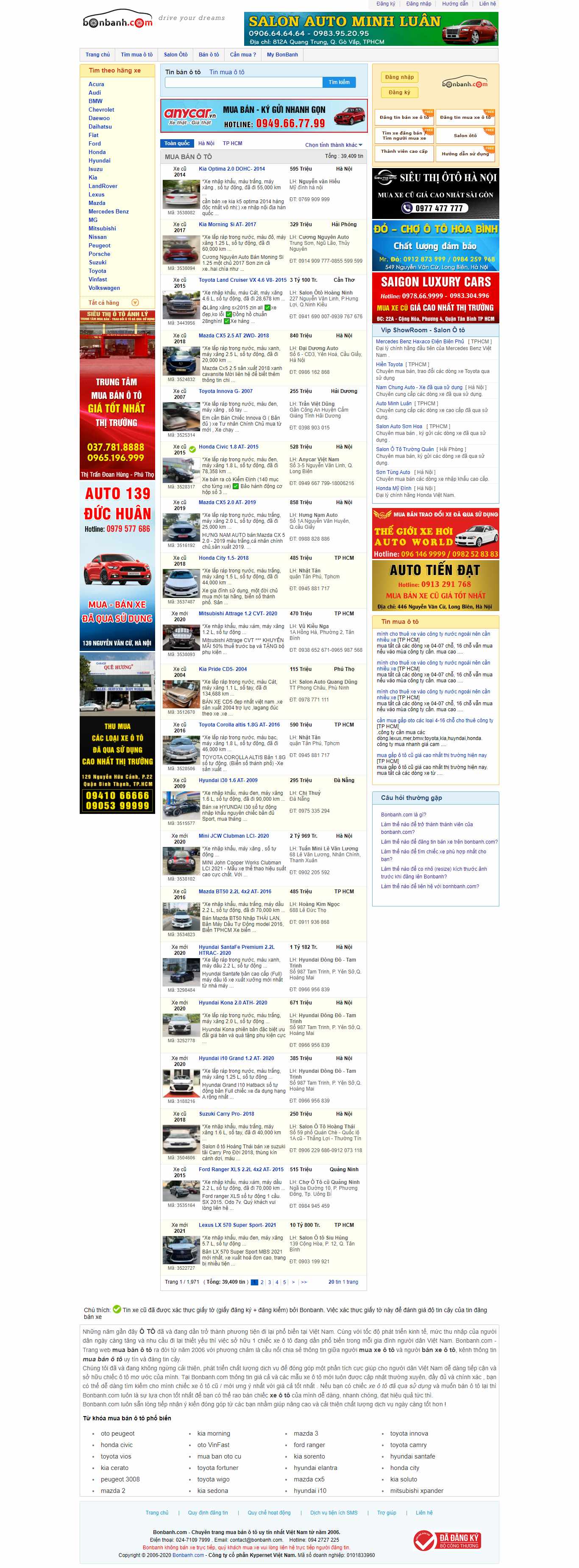 Thiết kế Web ô tô - xe hơi bonbanh.com