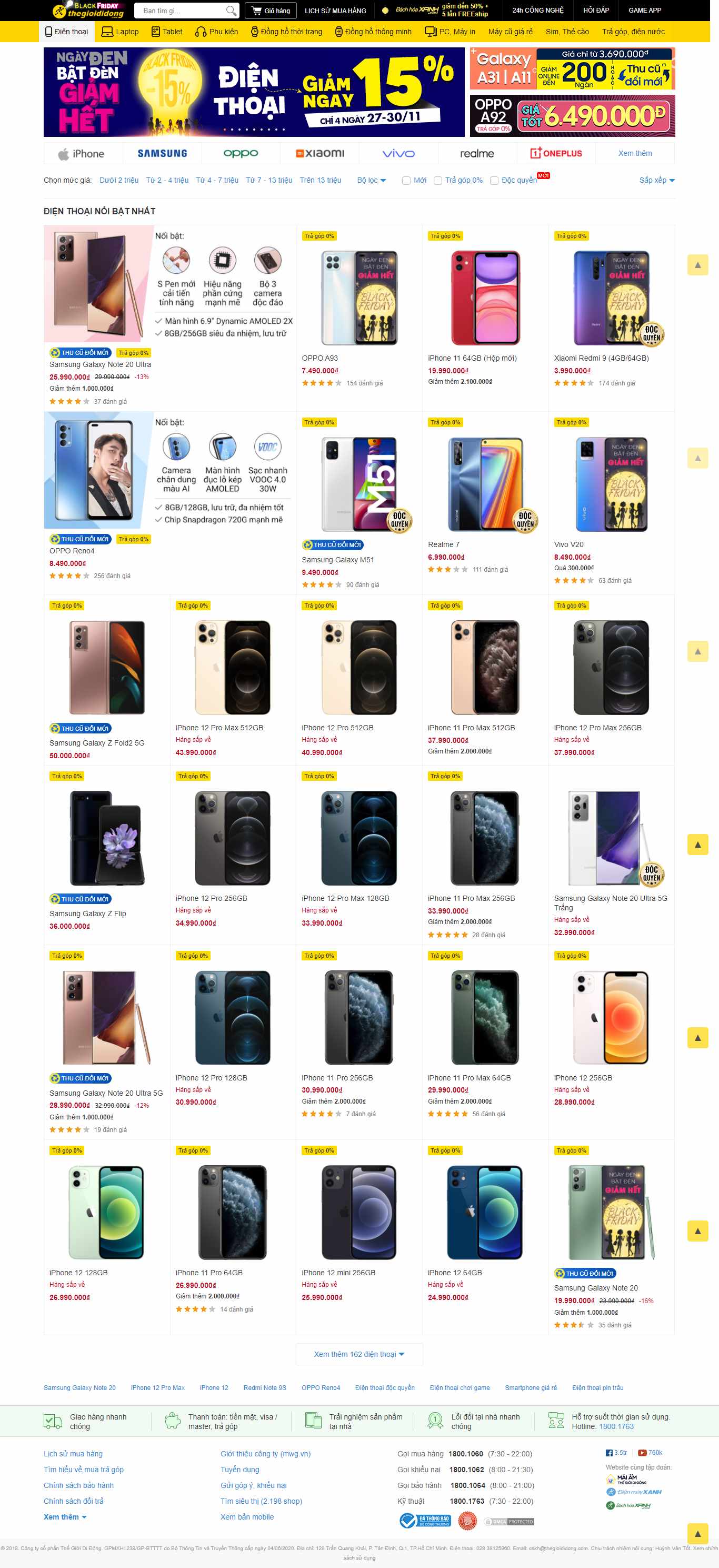 Thiết kế Web bán điện đoại di động thegioididong.com