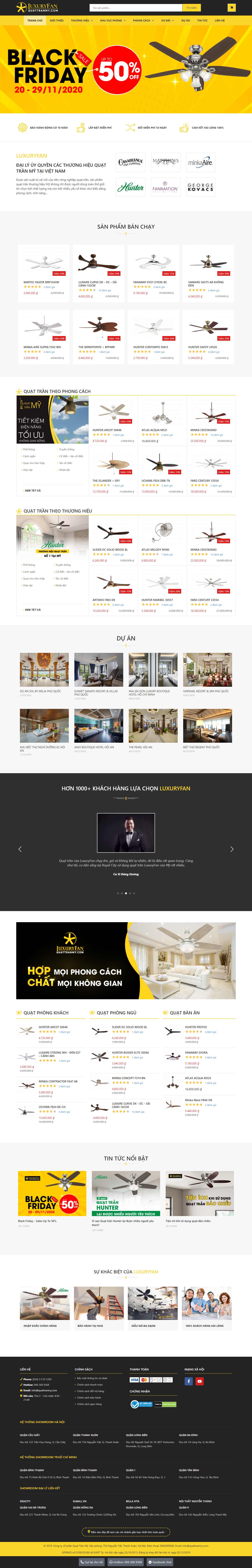 Thiết kế Web bán quạt trần đèn quattranmy.com