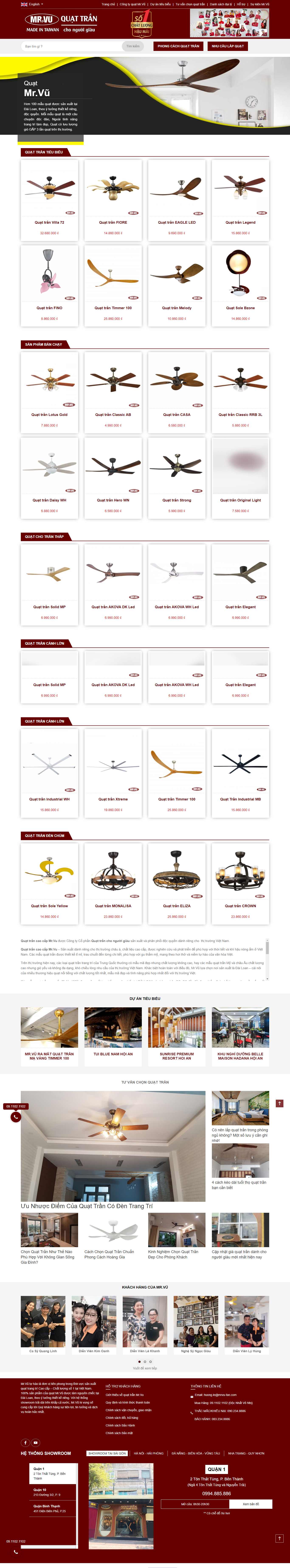 Thiết kế Web bán quạt trần đèn quattranchonguoigiau.com