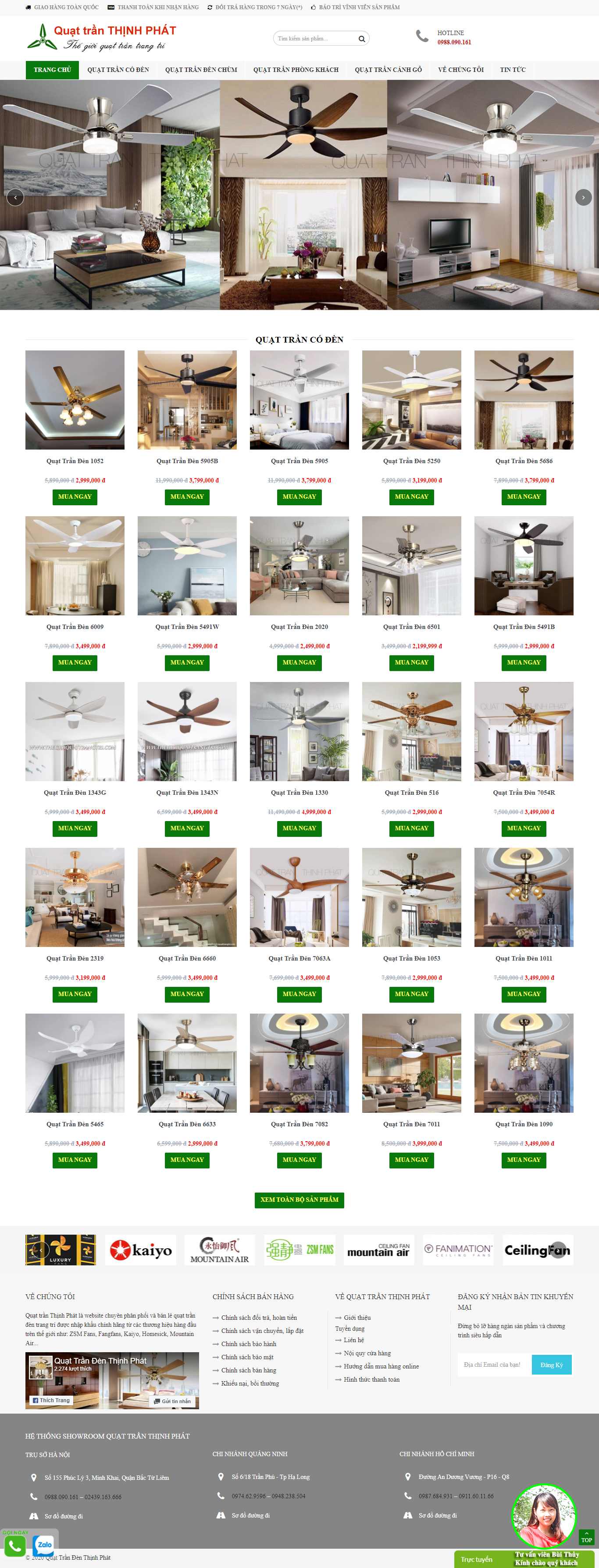 Thiết kế Web bán quạt trần đèn thegioiquattrangtri.com
