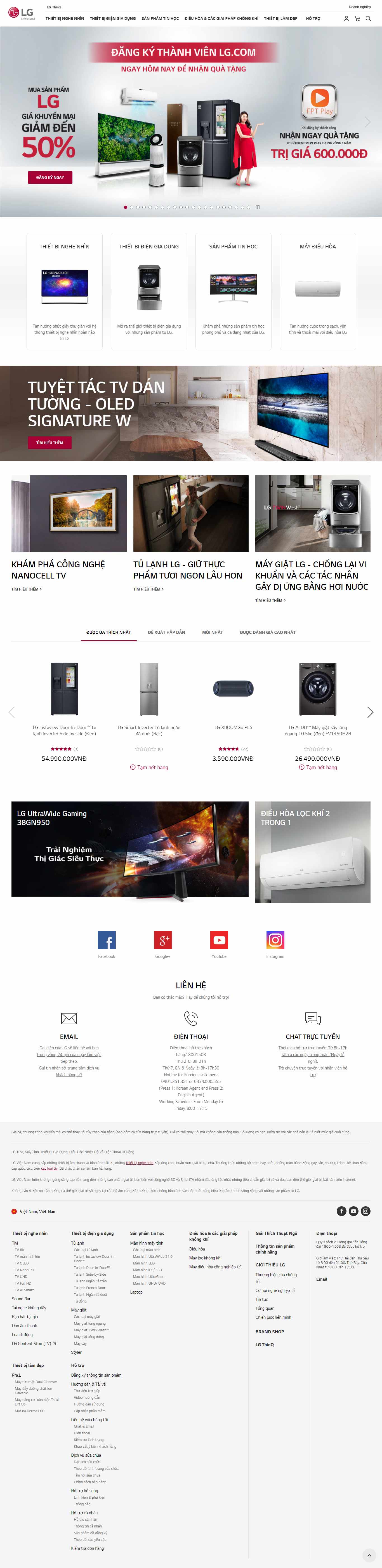 Thiết kế Web bán ti vi lg.com