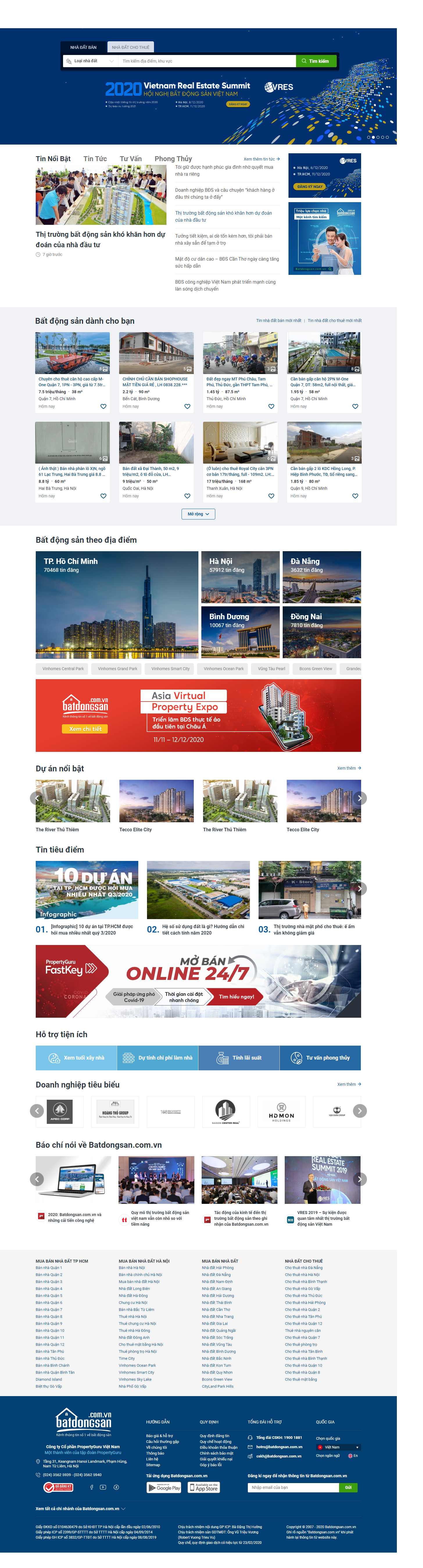 Thiết kế Web bán nhà mặt phố batdongsan.com.vn