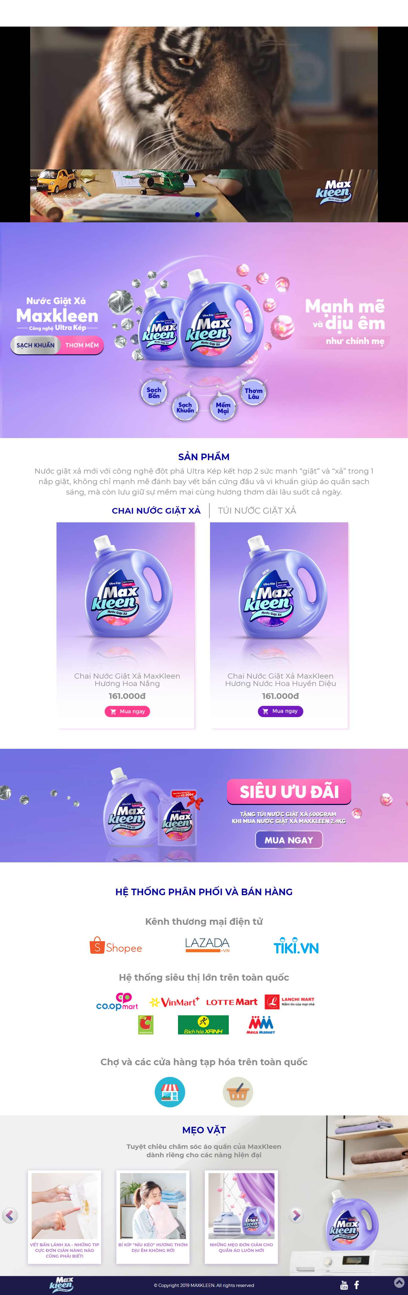 Thiết kế Web bán bột giặt quần áo maxkleen.vn