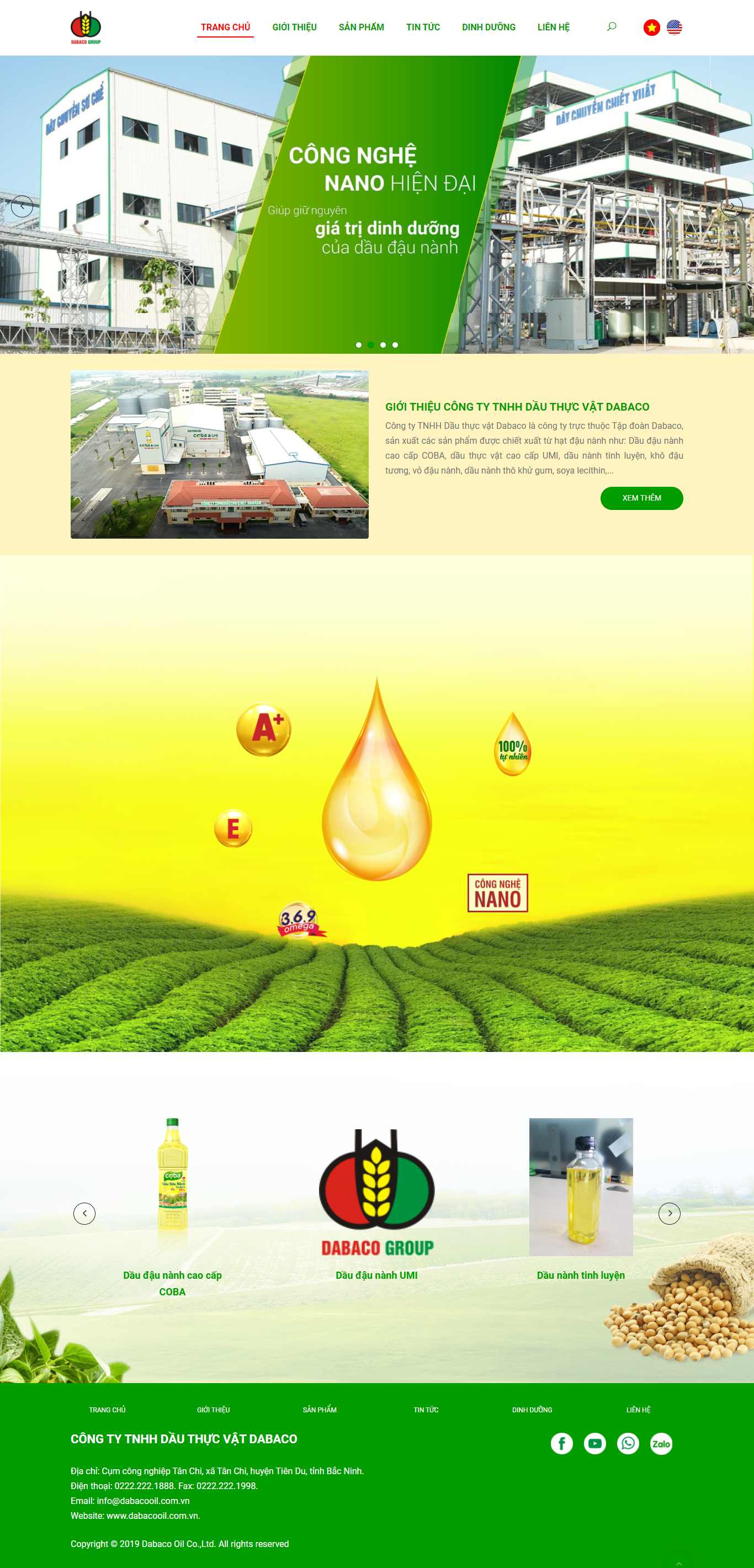 Thiết kế Web đại lý bán dầu ăn dabacooil.com.vn