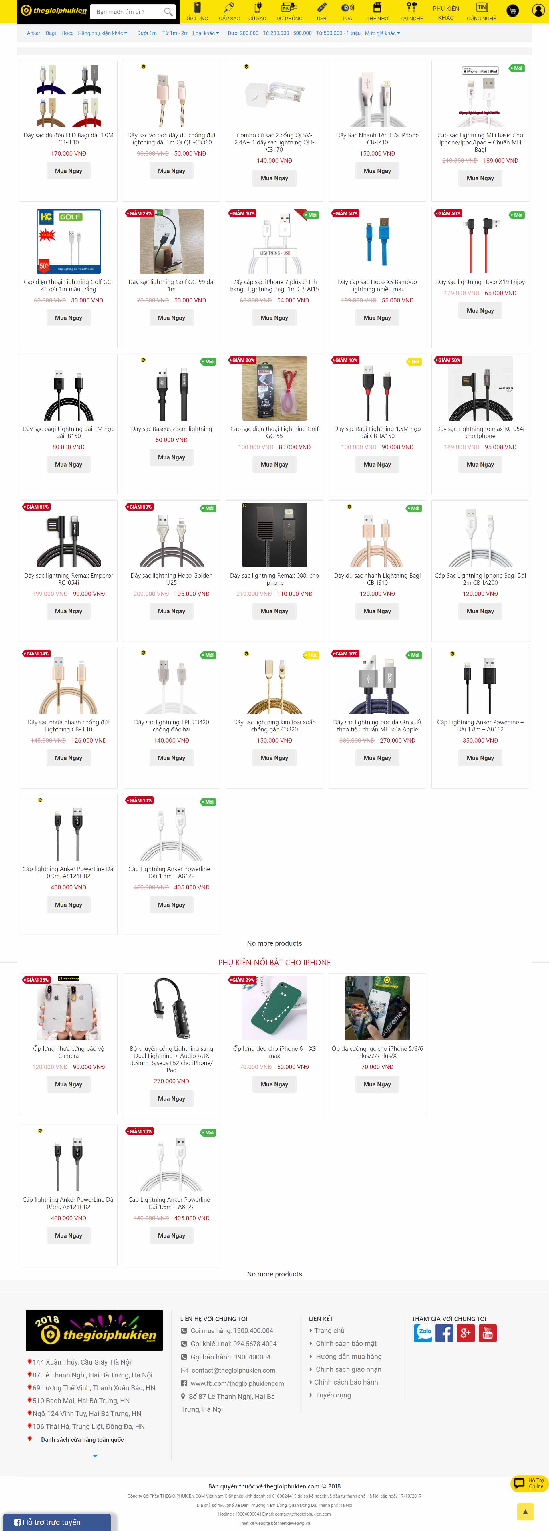 Thiết kế Web bán sạc điện thoại thegioiphukien.com