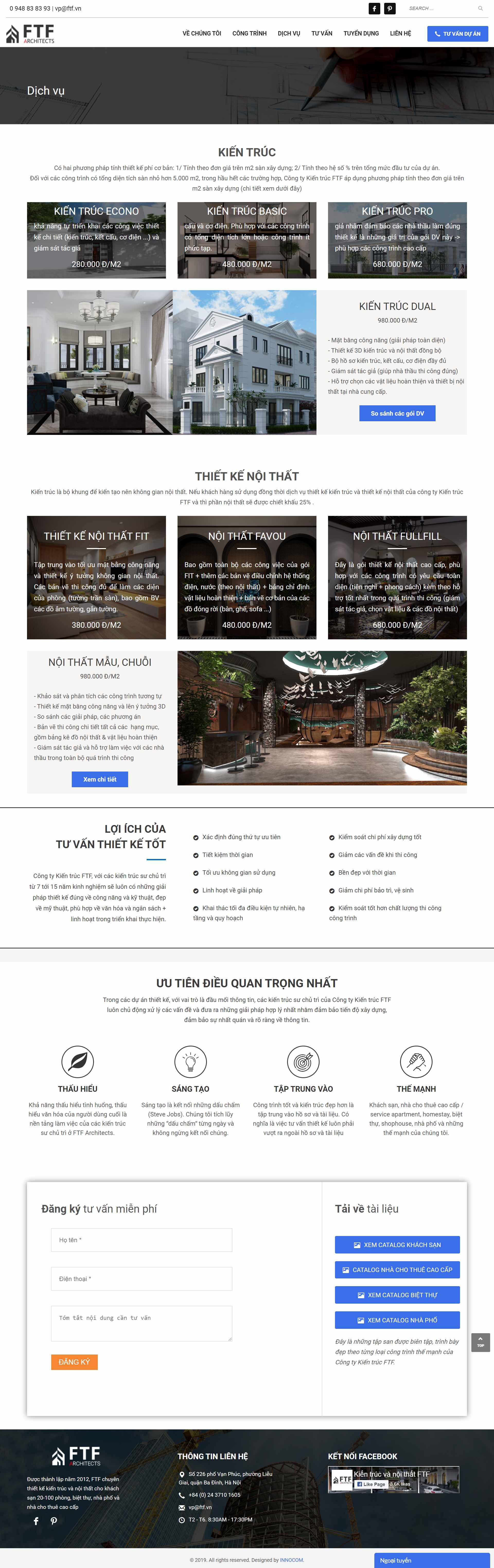 Thiết kế Web công ty kiến trúc ftf.vn