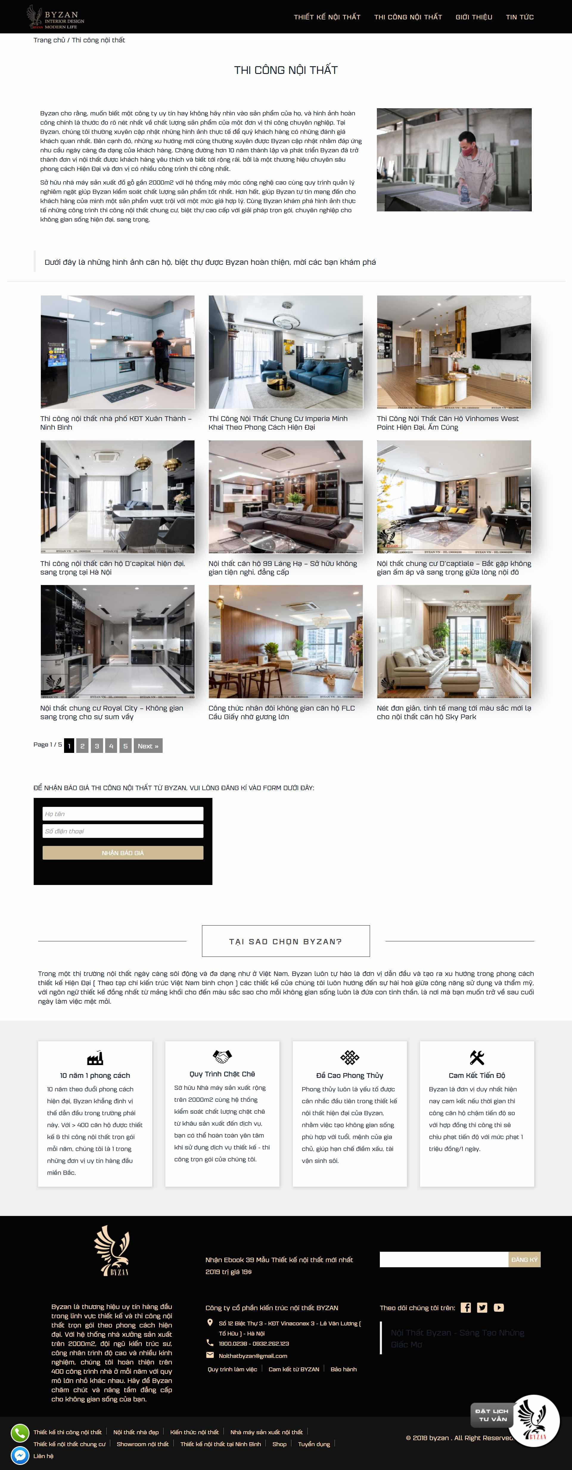 Thiết kế Web công ty nội thất byzan.vn