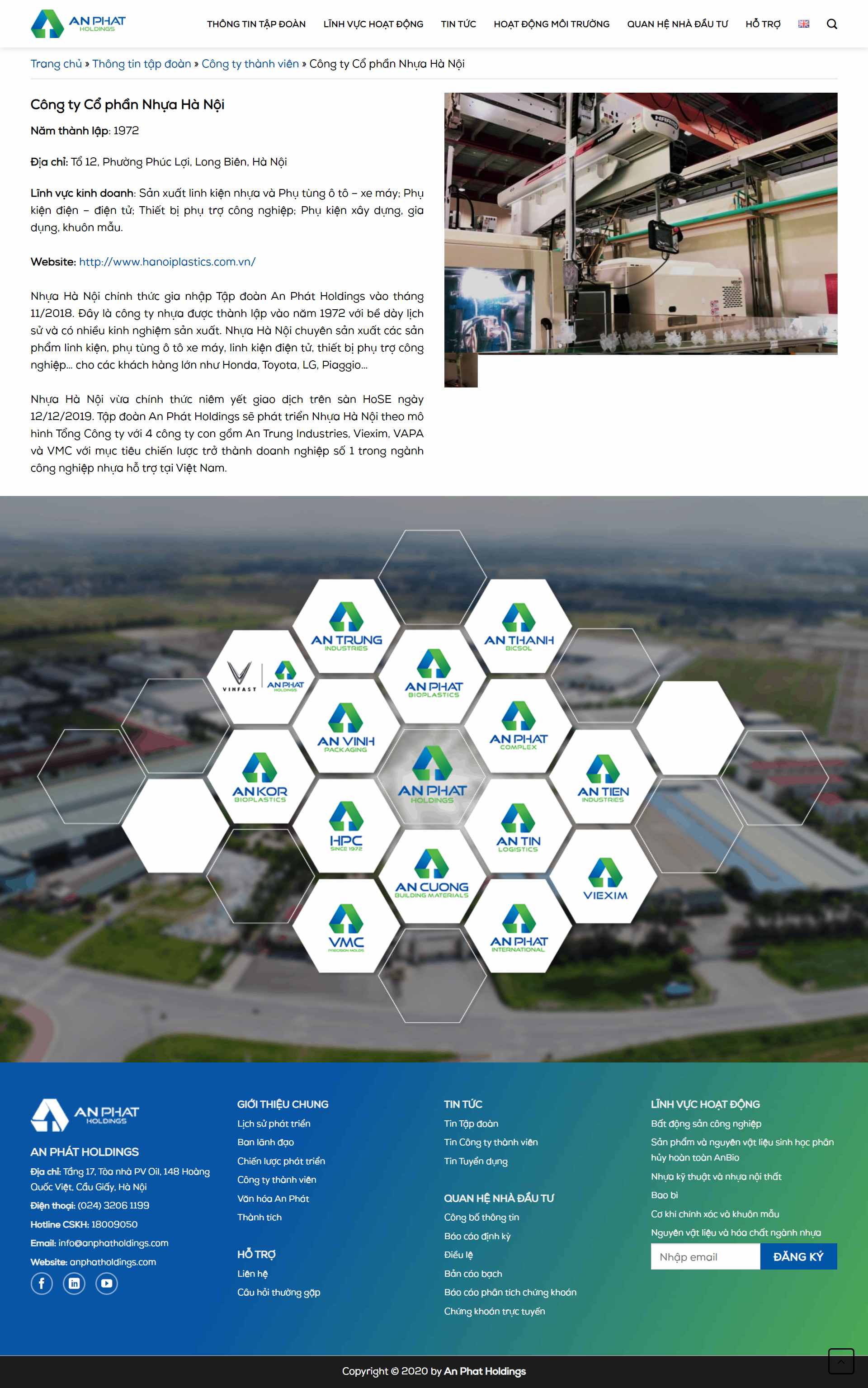 Thiết kế Web công ty nhựa anphatholdings.com