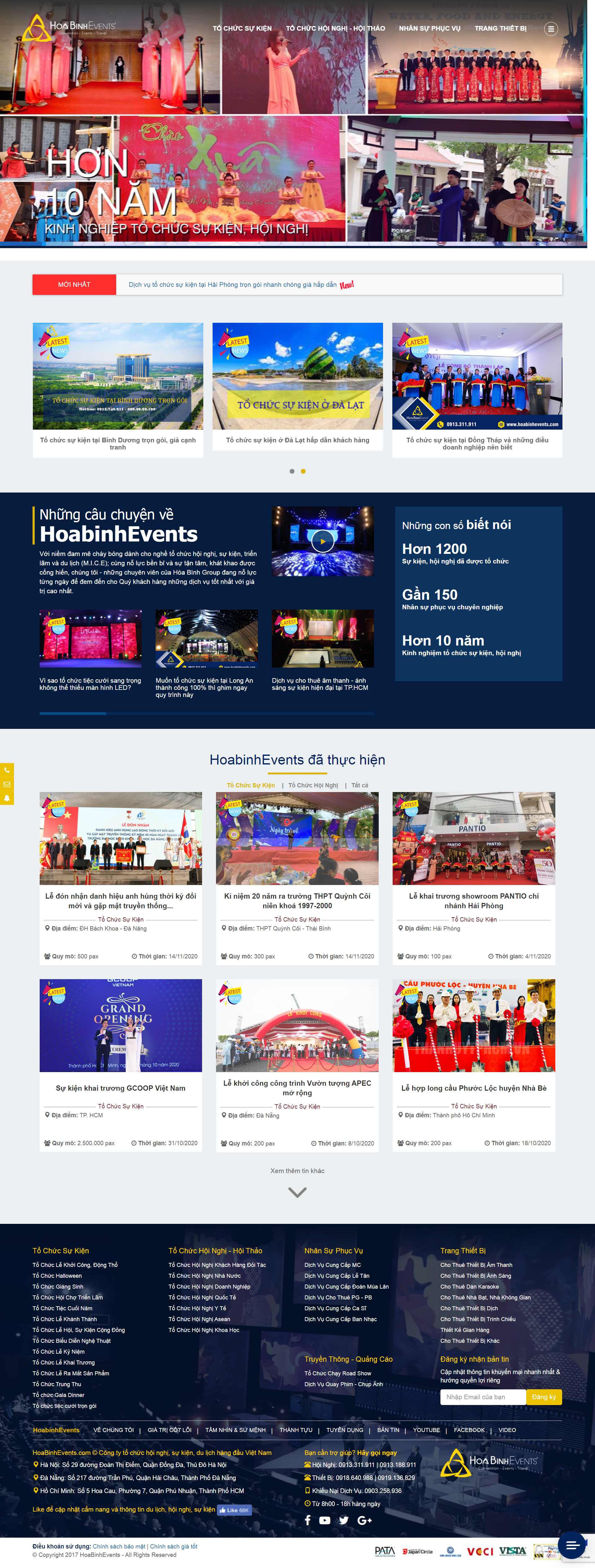 Thiết kế Web công ty tổ chức sự kiện hoabinhevents.com