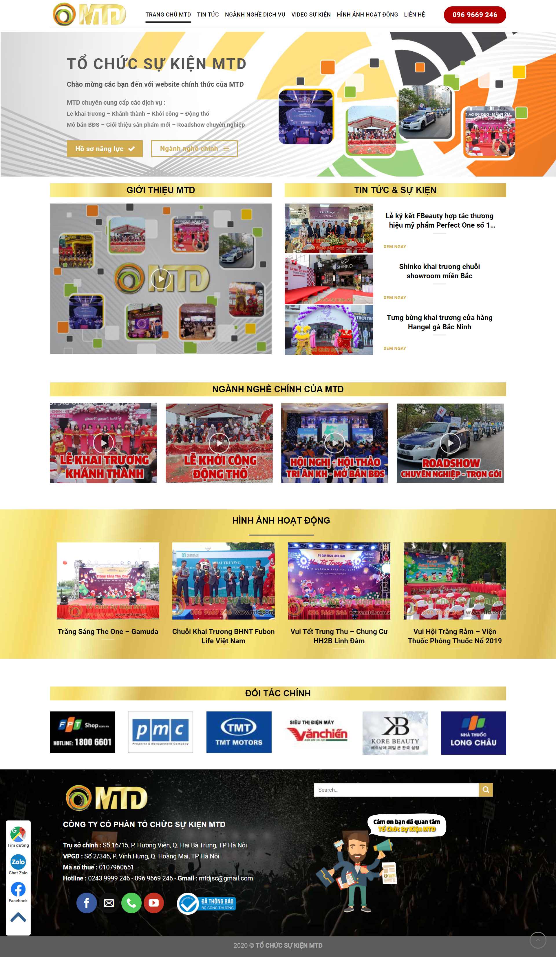 Thiết kế Web công ty tổ chức sự kiện mtd.com.vn