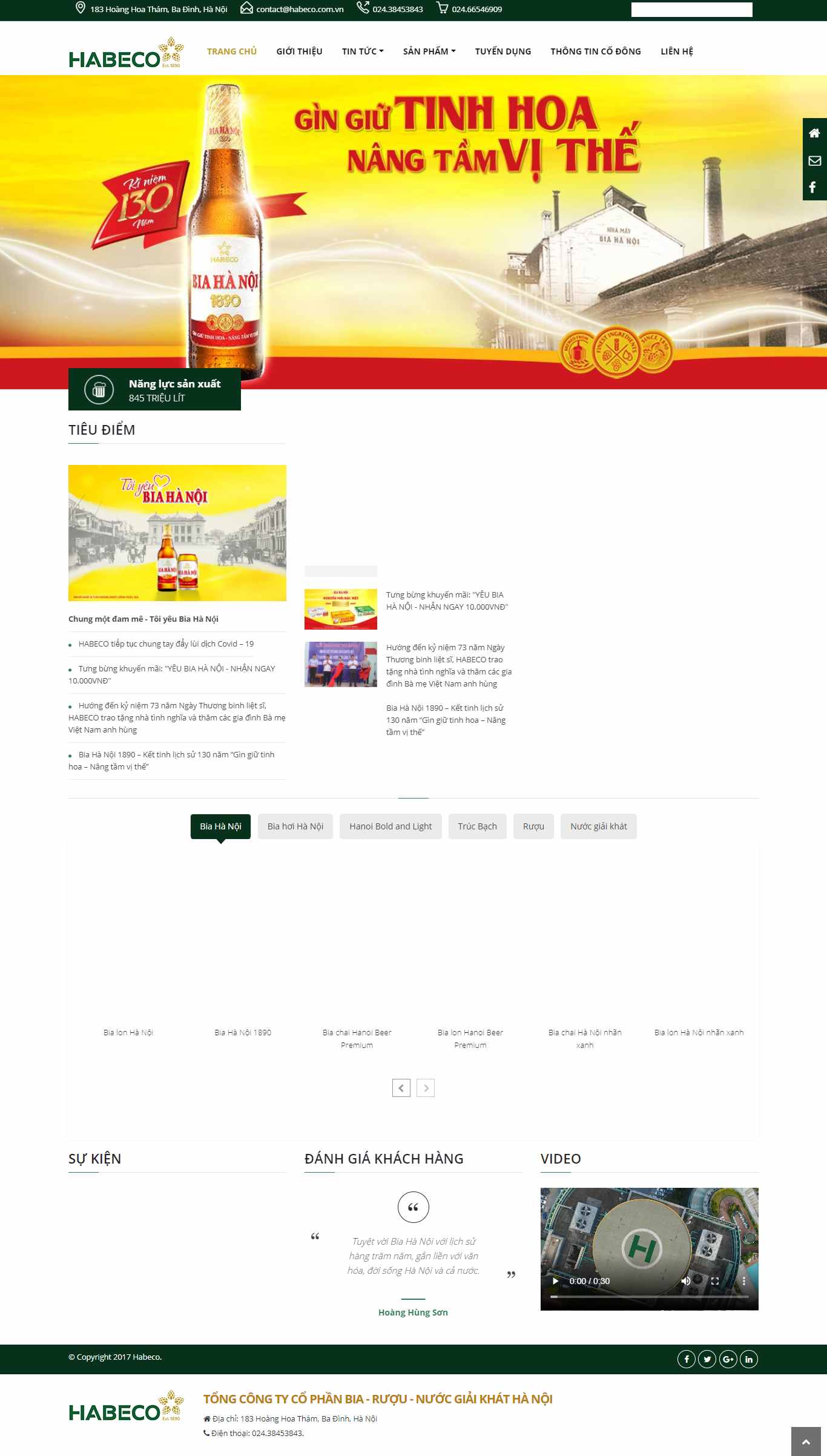 Thiết kế Web công ty bia habeco.com.vn