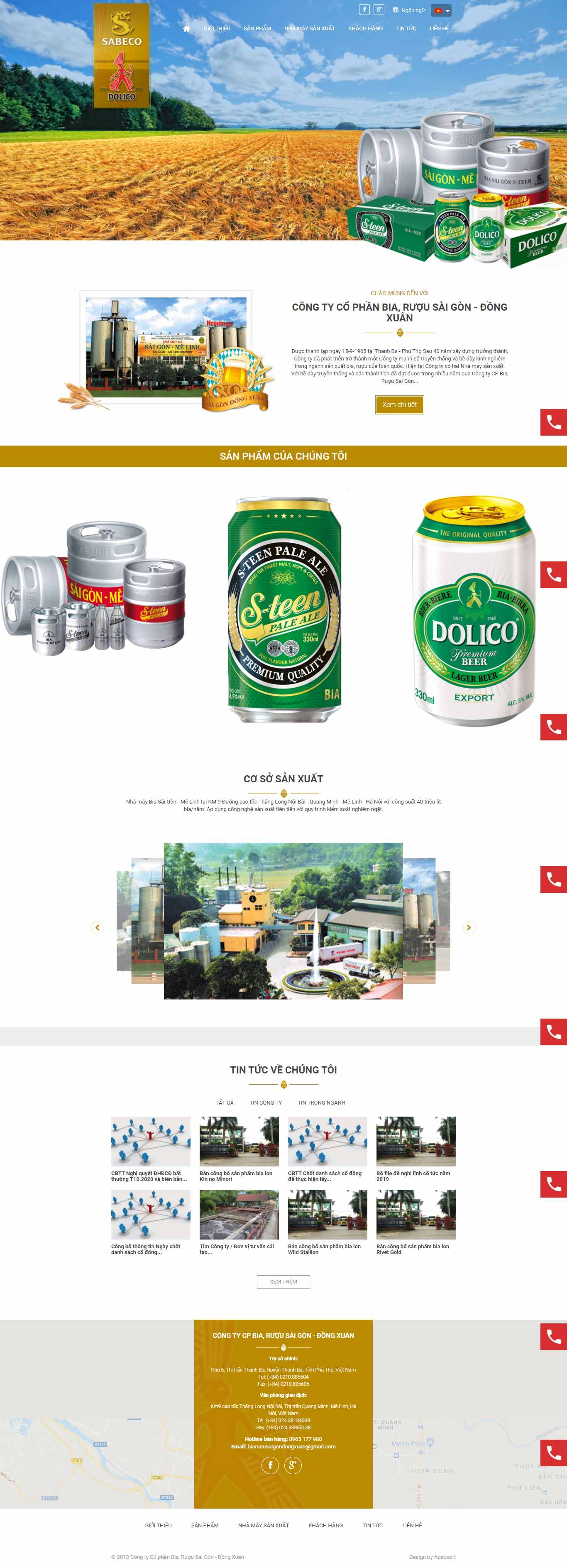 Thiết kế Web công ty bia saigondongxuan.com.vn