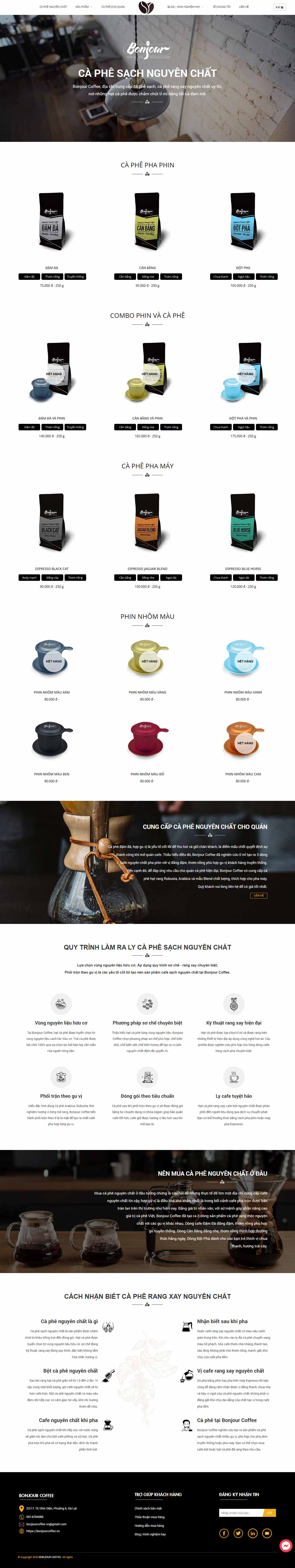 Thiết kế Web quán cà fe bonjourcoffee.vn