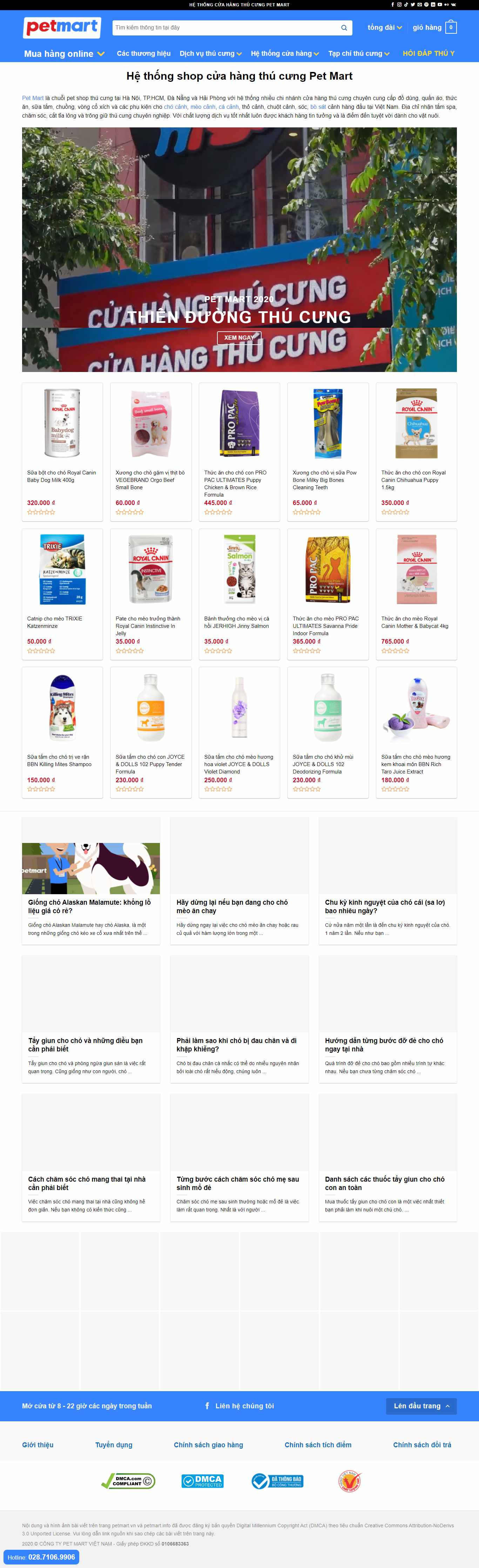 Thiết kế Web thú cưng petmart.vn