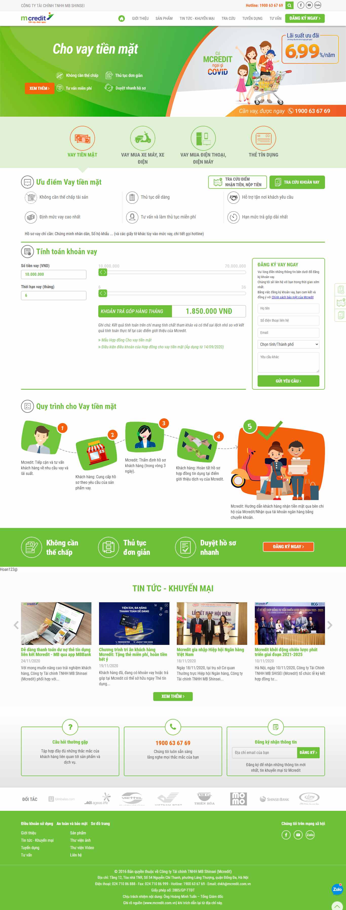 Thiết kế Web công ty tài chính mcredit.com.vn