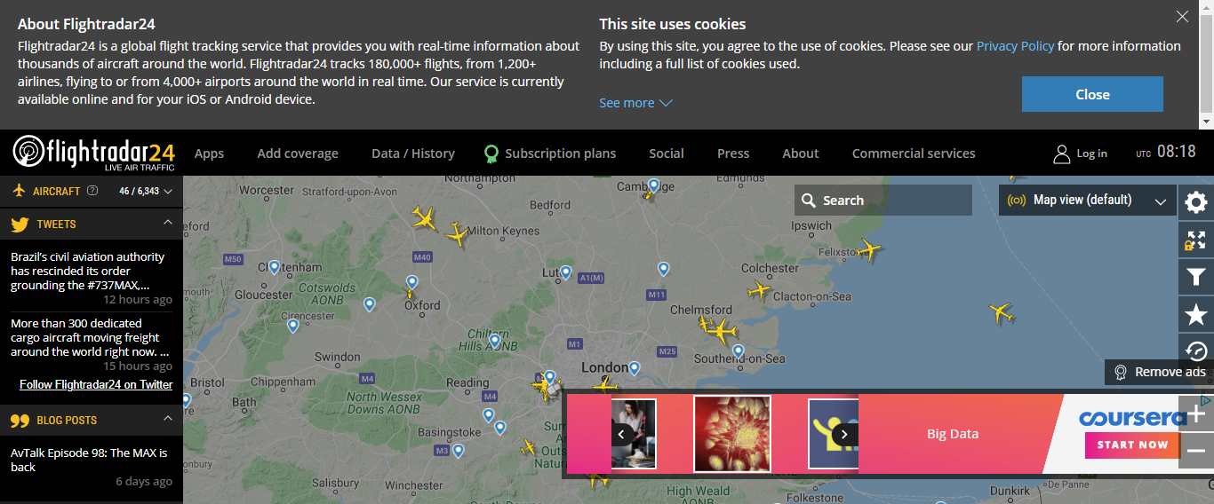 Thiết kế Web facebook flightradar24.com