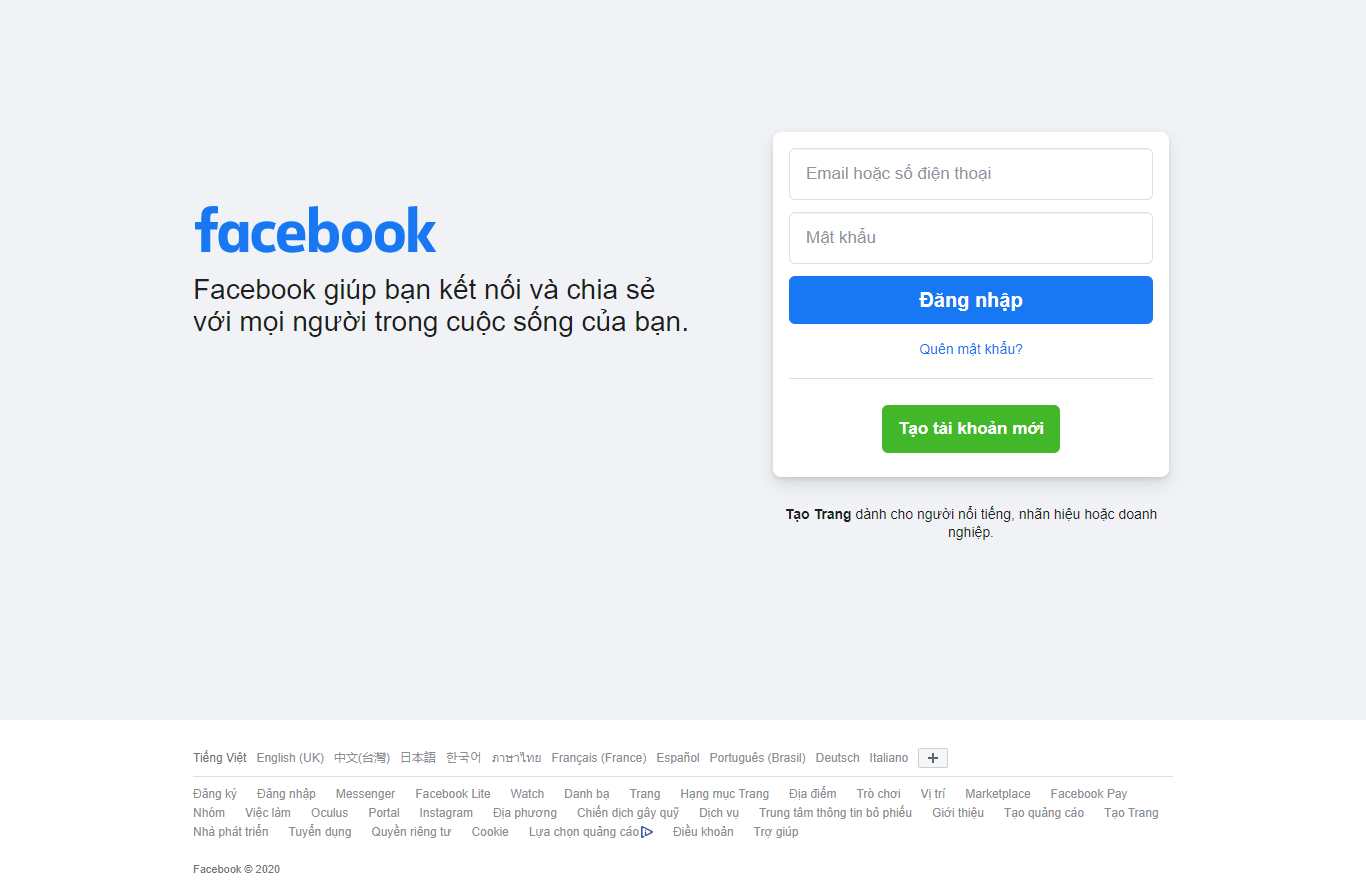 Thiết kế Web facebook facebook.com