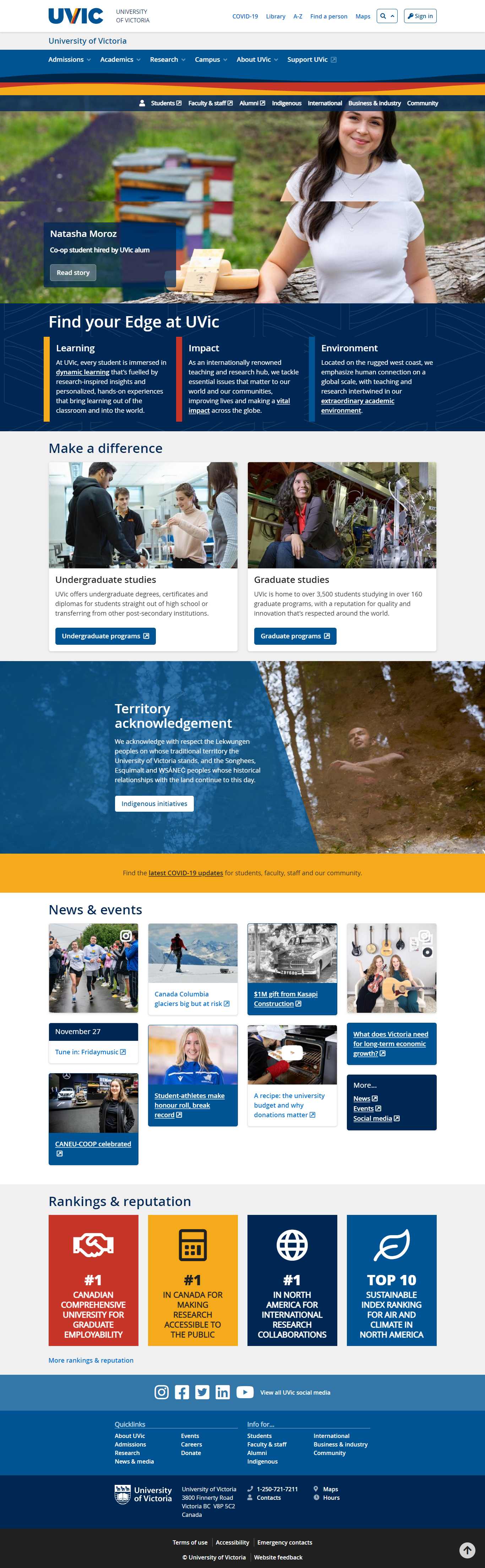 Thiết kế Web mypage uvic.ca