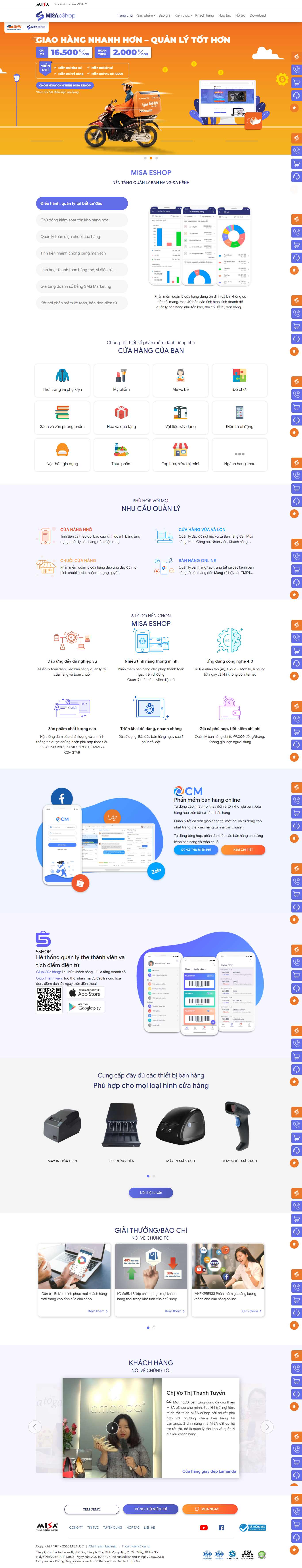 Thiết kế Web bán cửa hàng vật liệu eshop.misa.vn