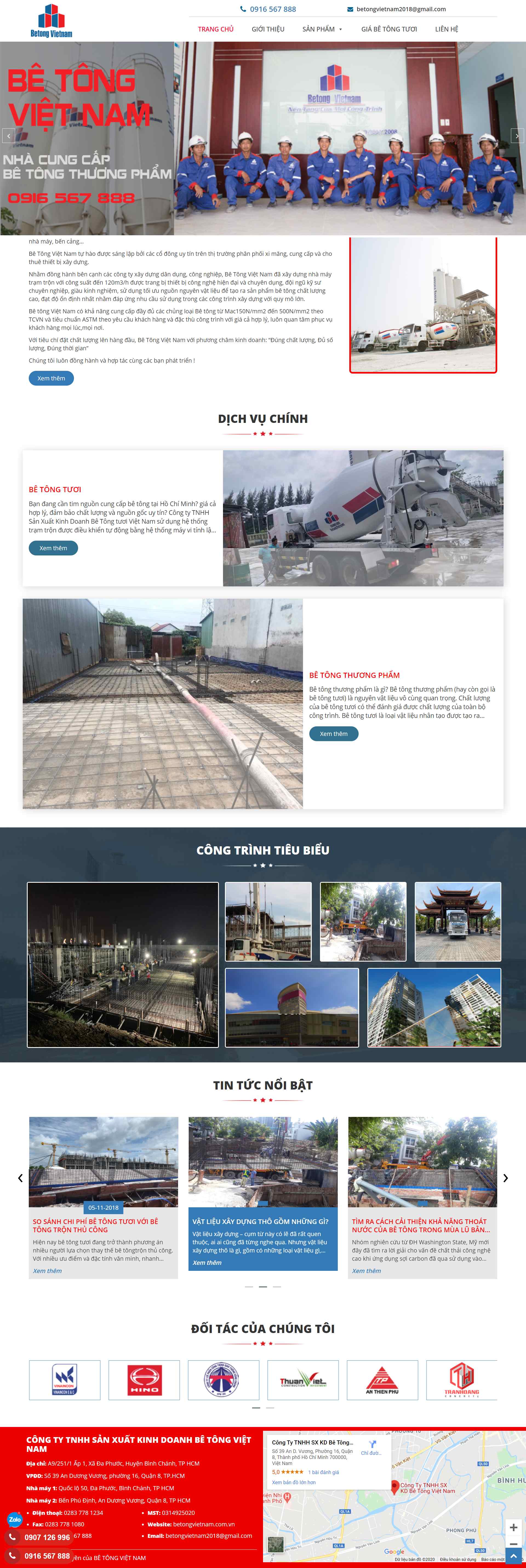 Thiết kế Web công ty bê tông betongvietnam.com.vn