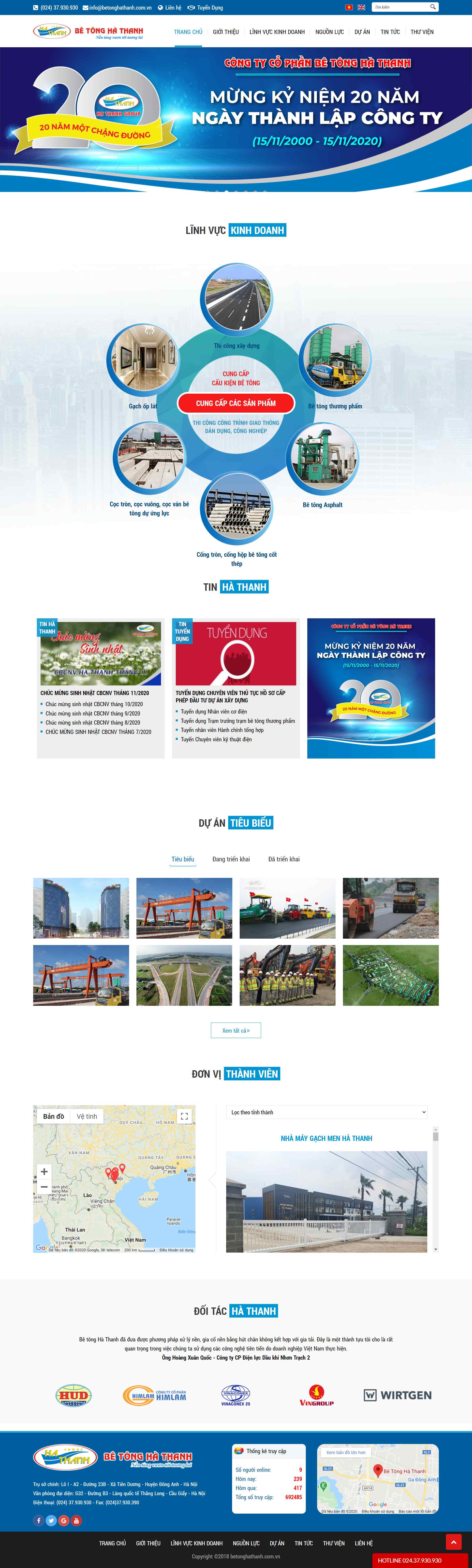 Thiết kế Web công ty bê tông betonghathanh.com