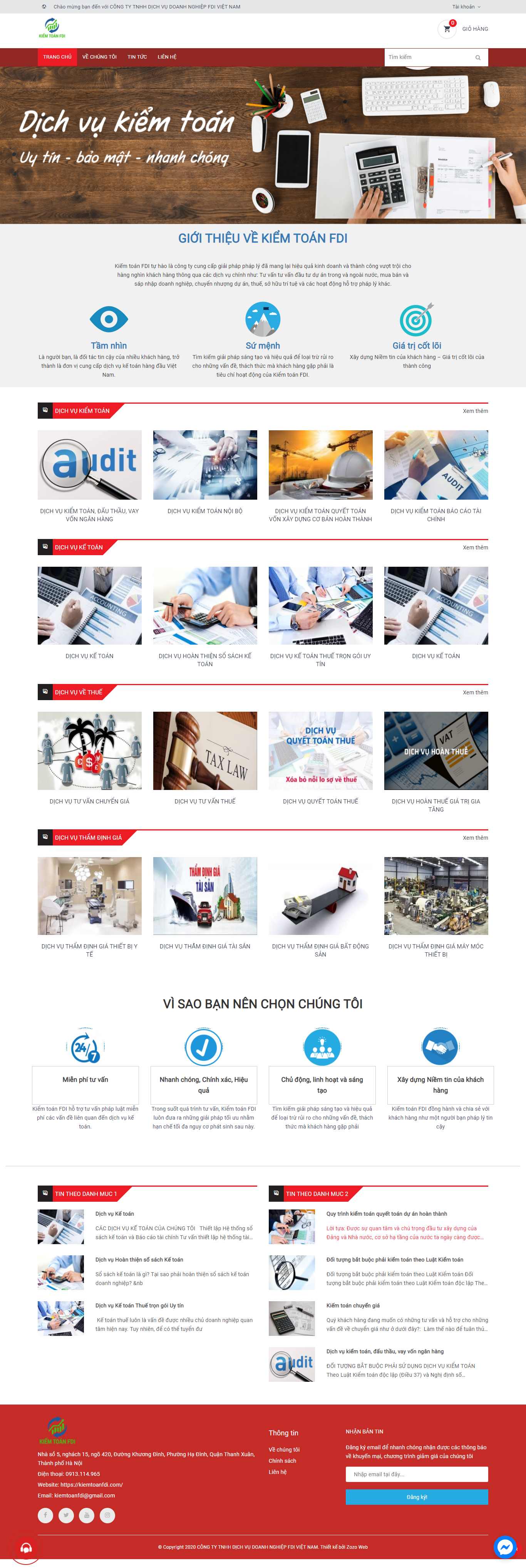 Thiết kế Web công ty kiểm toán kiemtoanfdi.com