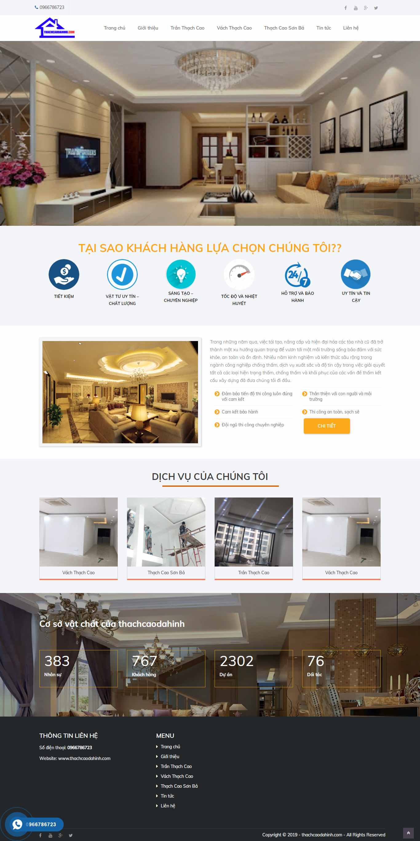 Thiết kế Web công ty trần thạch cao thachcaodahinh.com