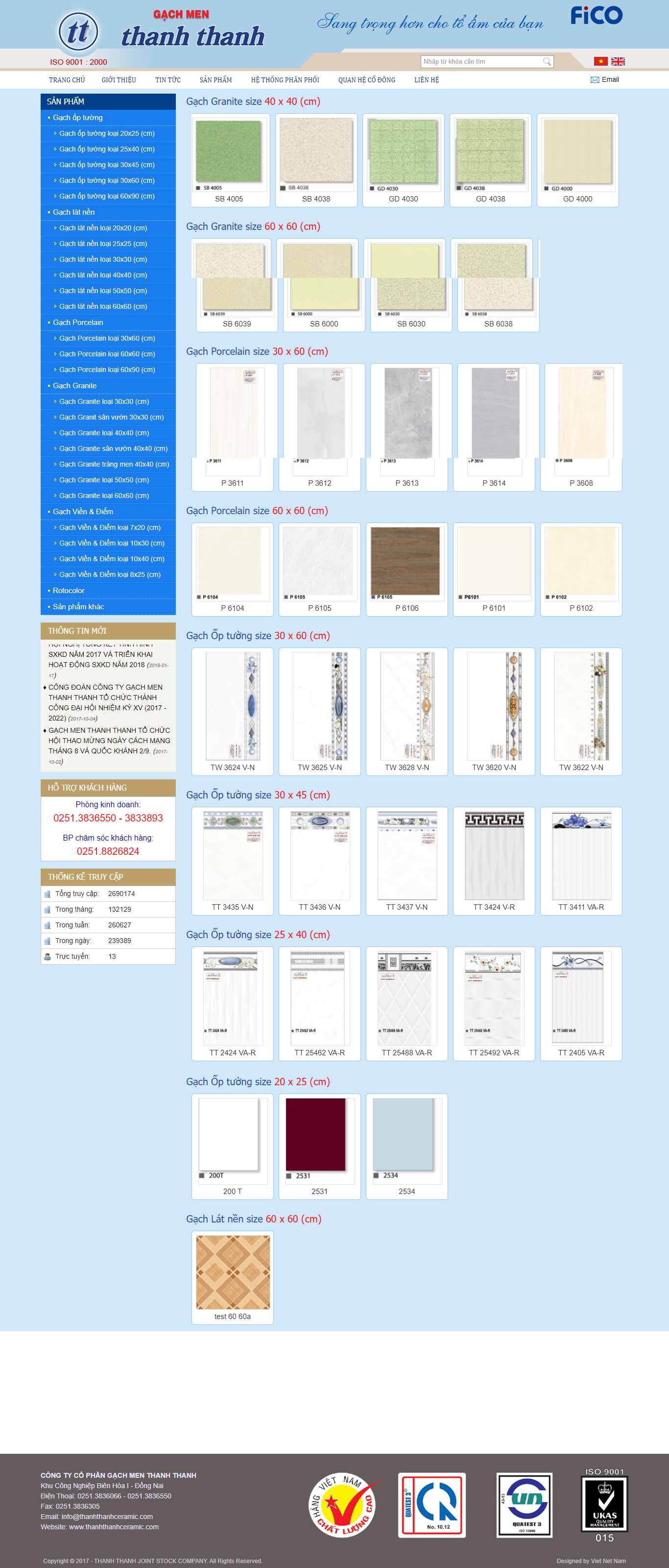 Thiết kế Web công ty gạch men thanhthanhceramic.com