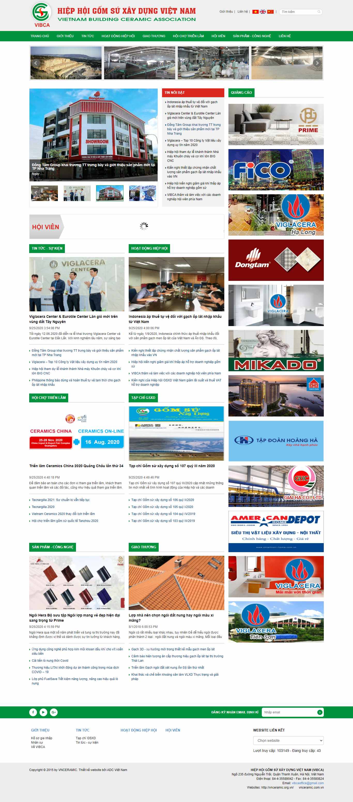 Thiết kế Web công ty gạch men vnceramic.org.vn