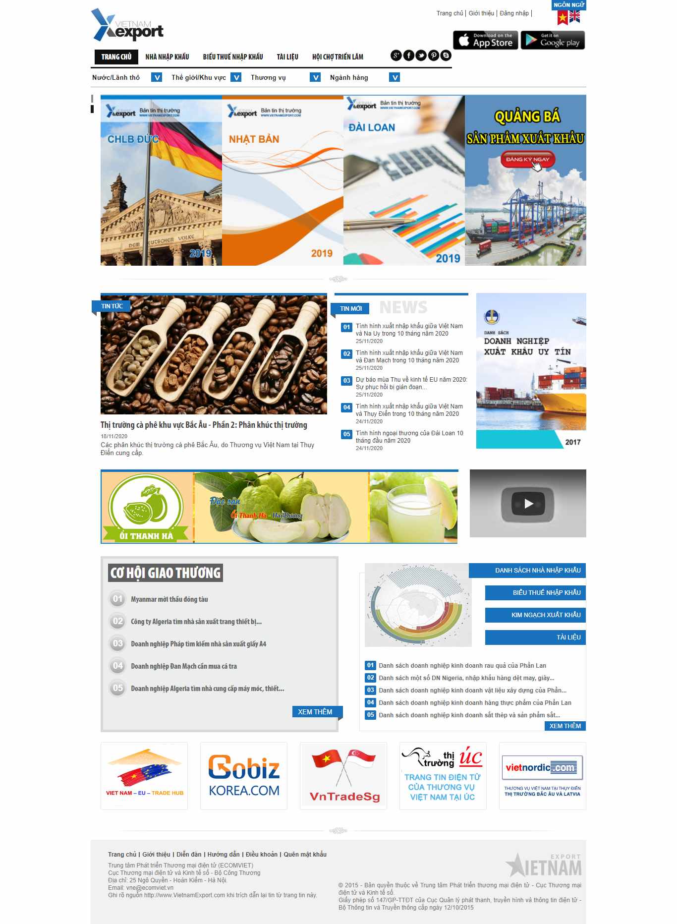 Thiết kế Web công ty nhập khẩu vietnamexport.com