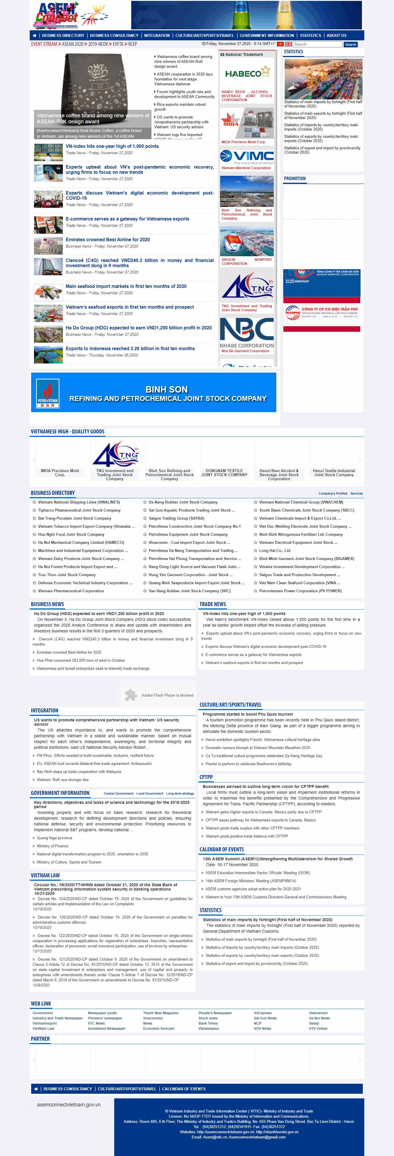 Thiết kế Web công ty nhập khẩu asemconnectvietnam.gov.vn