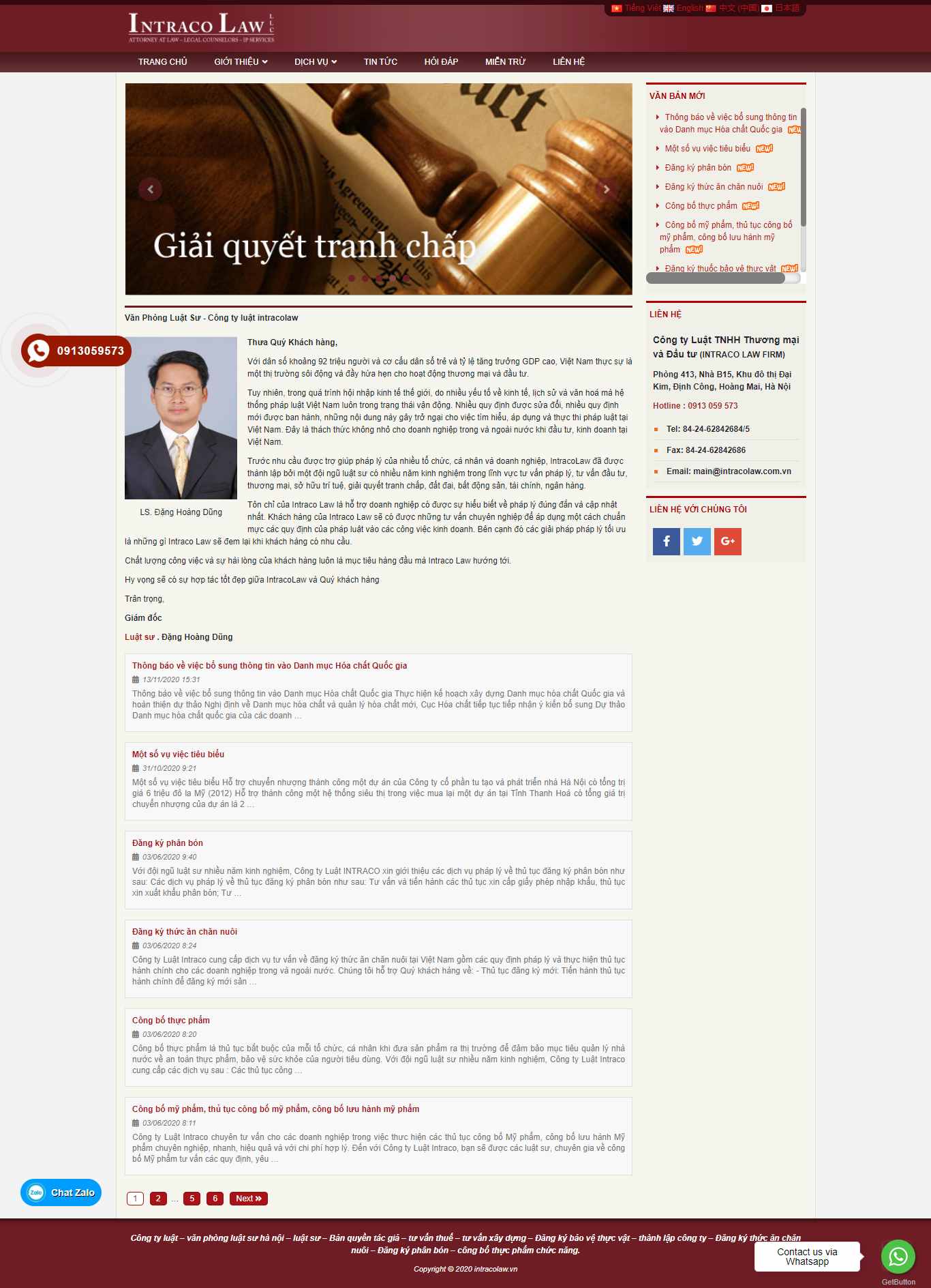 Thiết kế Web công ty luật intracolaw.vn
