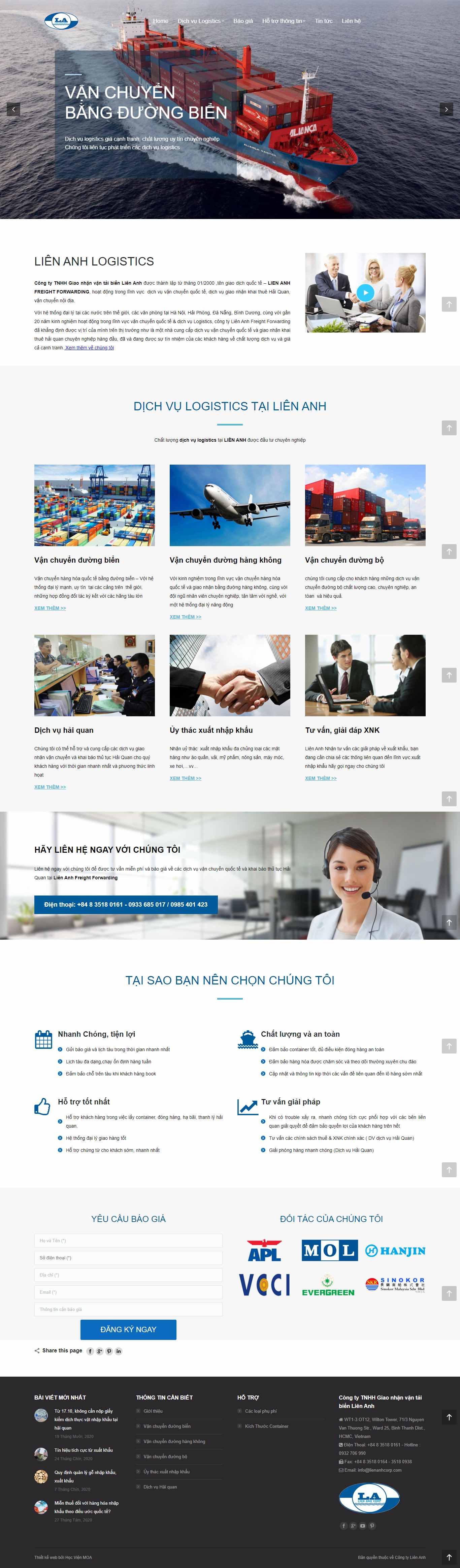 Thiết kế Web công ty nhập khẩu lienanhcorp.com