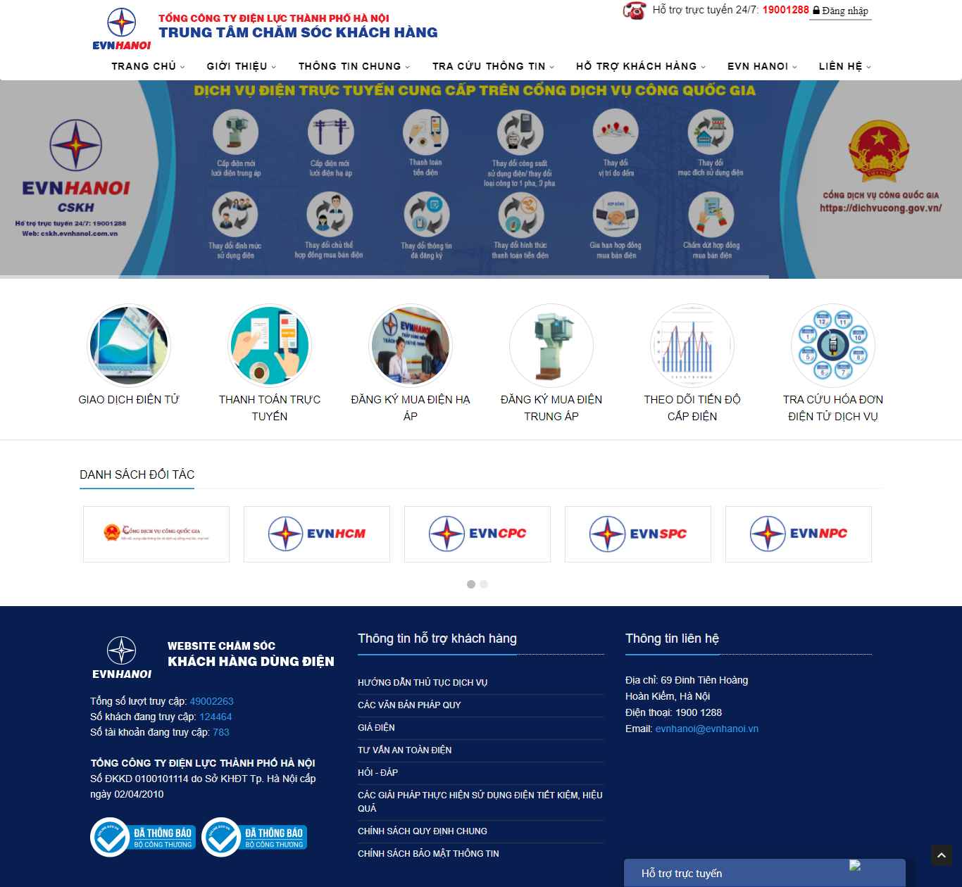 Thiết kế Web công ty điện lực cskh.evnhanoi.com.vn