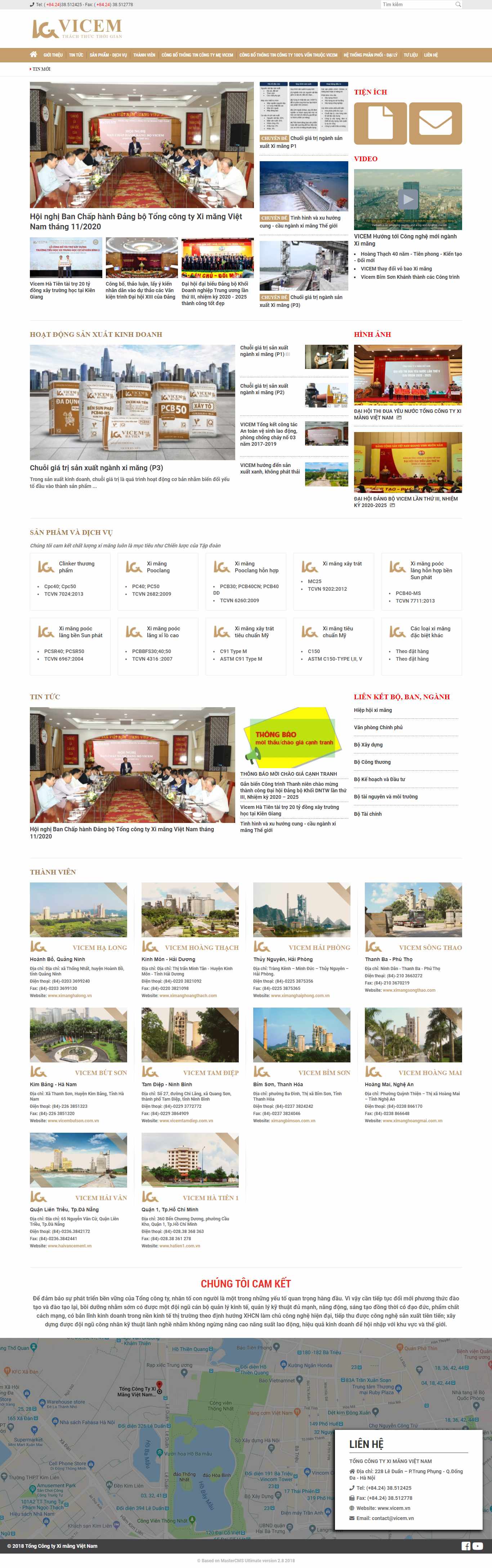 Thiết kế Web công ty xi măng vicem.vn
