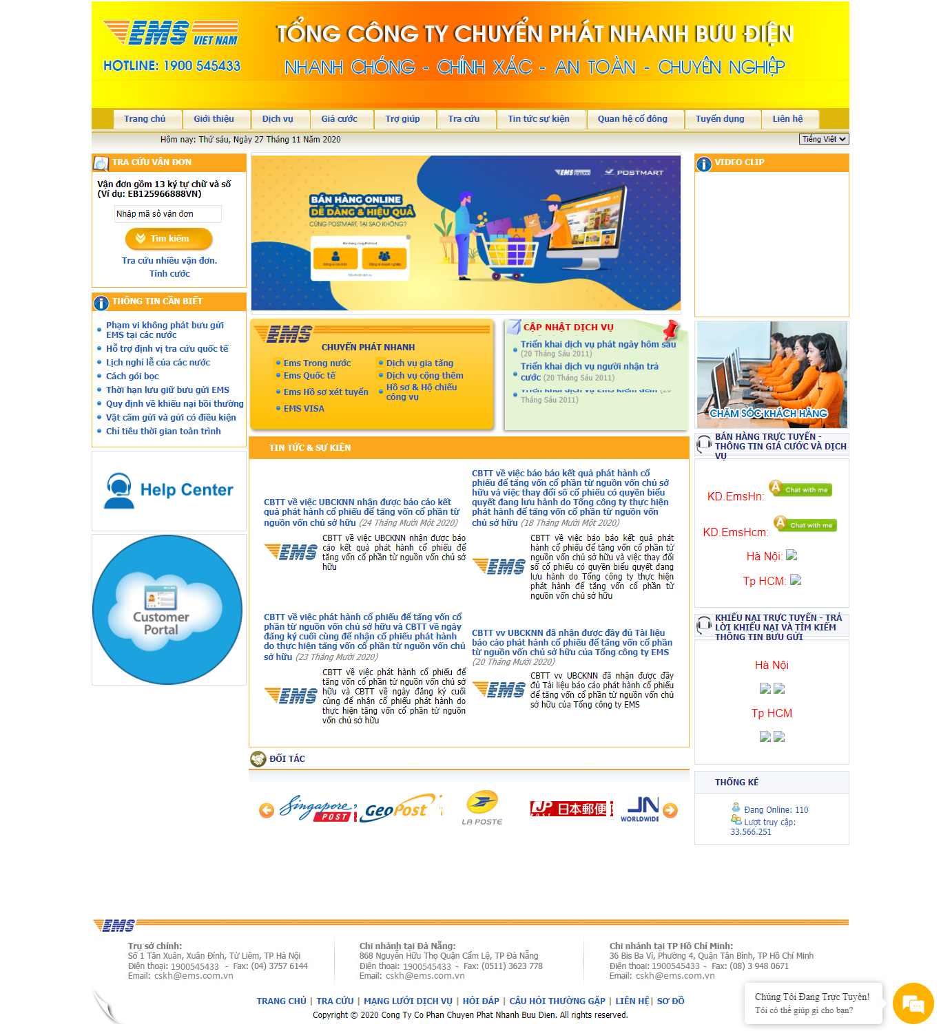 Thiết kế Web bưu điện ems.com.vn