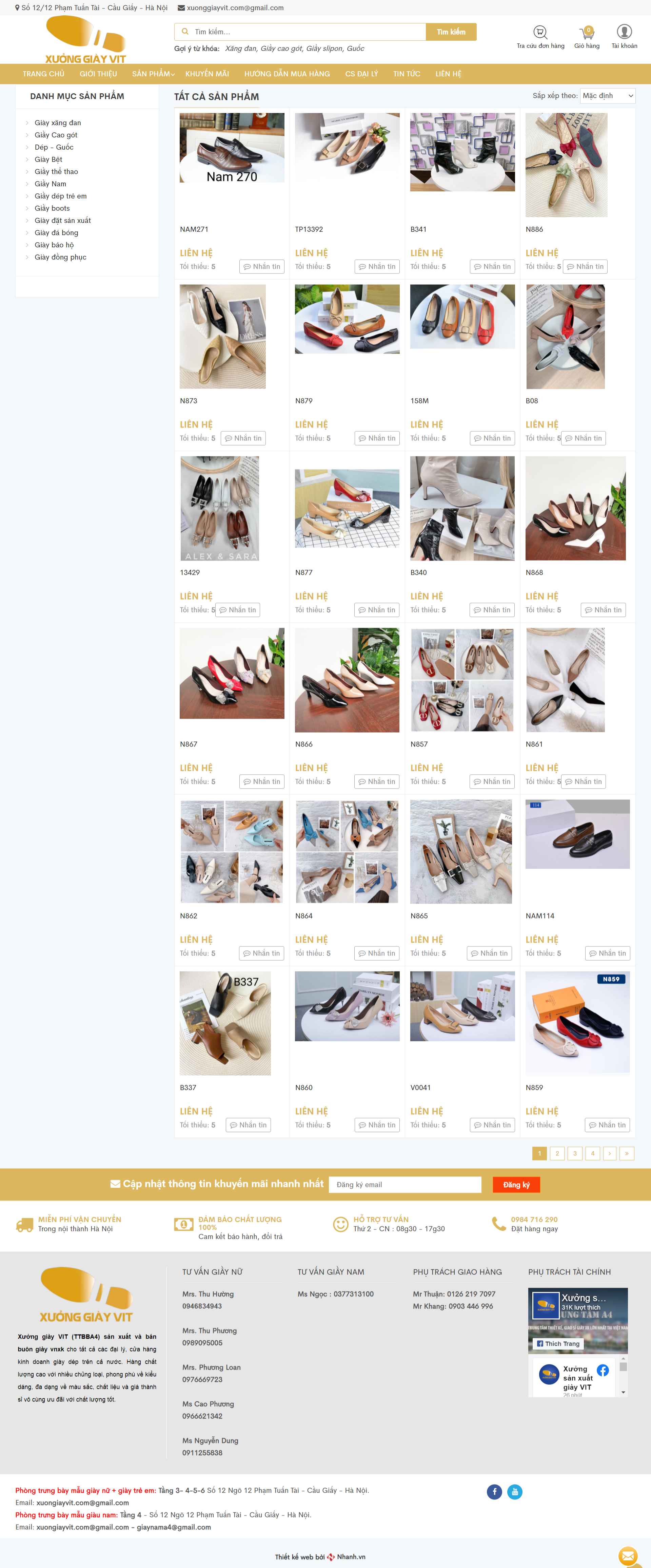 Thiết kế Web xưởng sản xuất giày xuonggiayvit.com