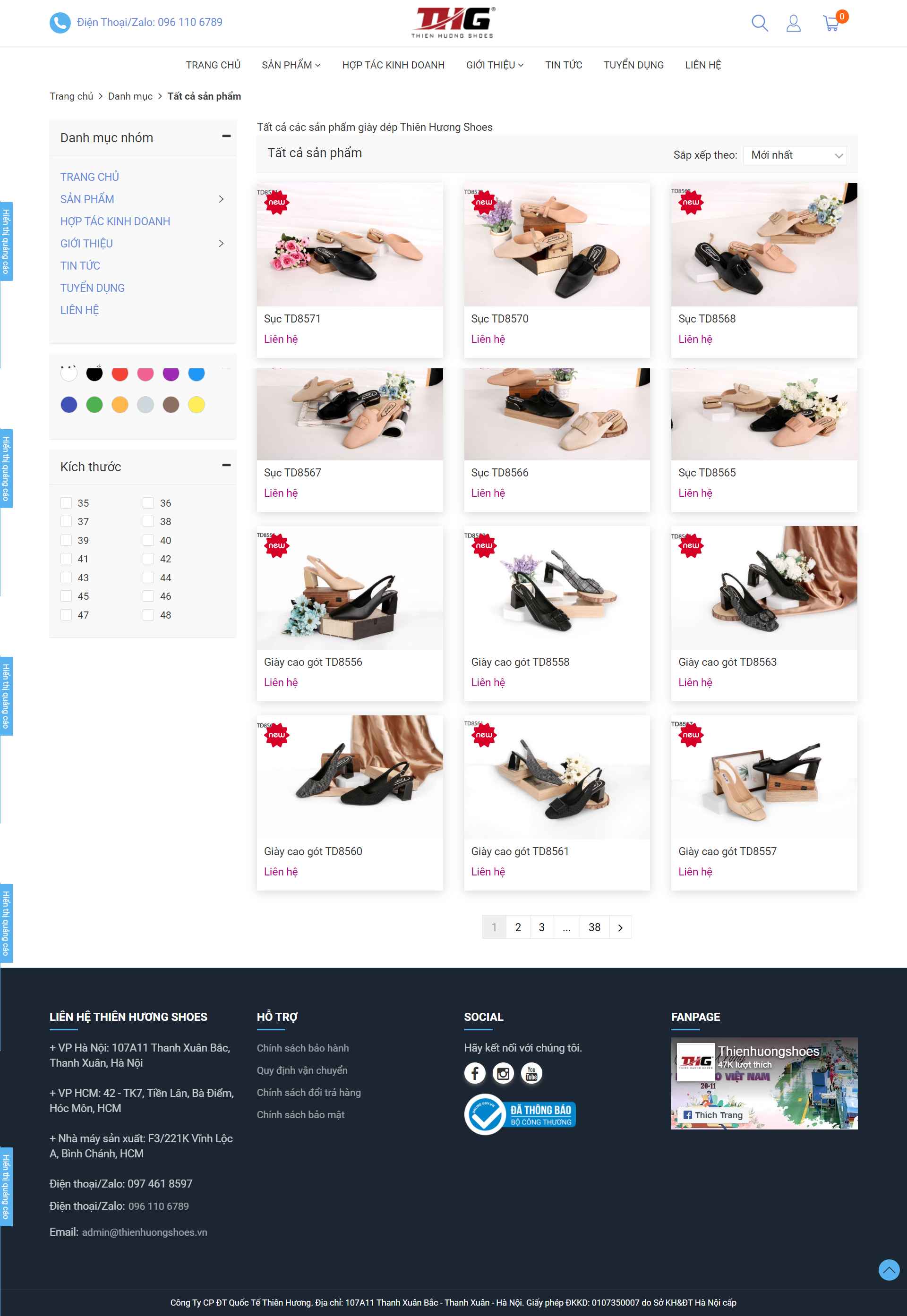 Thiết kế Web xưởng sản xuất giày thienhuongshoes.vn