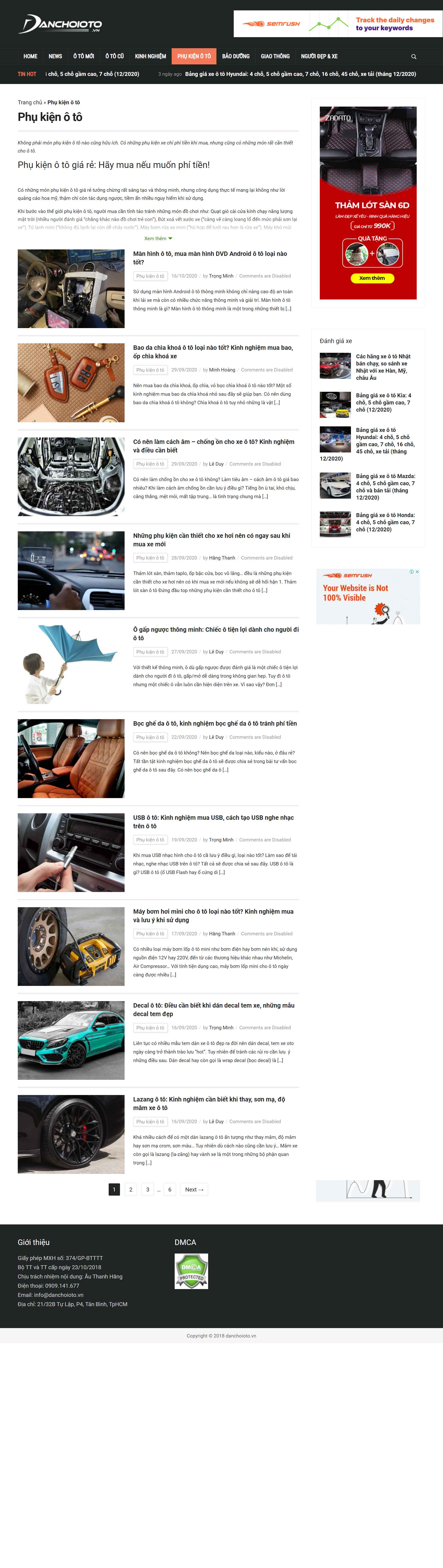 Thiết kế Web bán phụ kiện xe ô tô danchoioto.vn