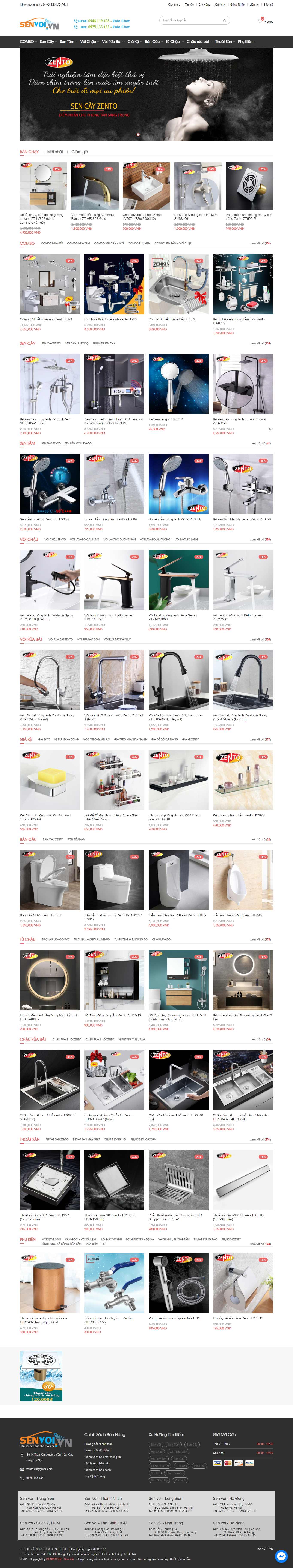 Thiết kế Web bán bồn rửa chén inox senvoi.vn