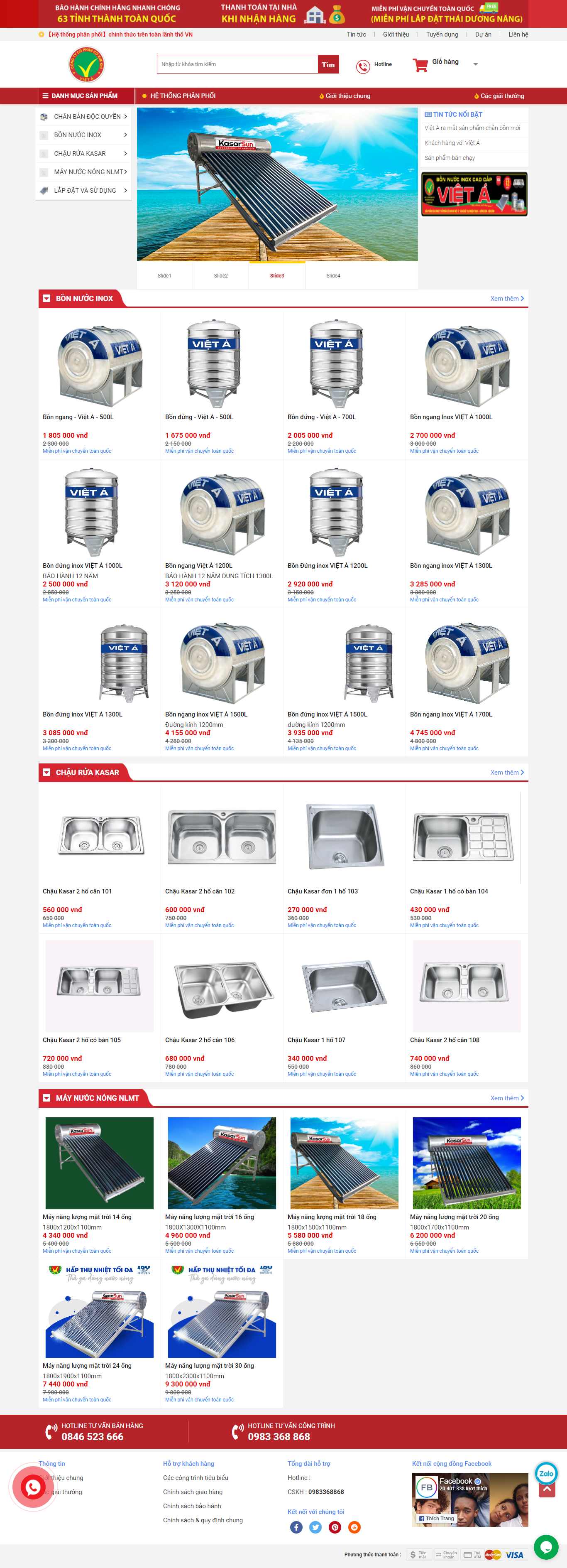 Thiết kế Web bán bồn rửa chén inox bonnuocvieta.com.vn