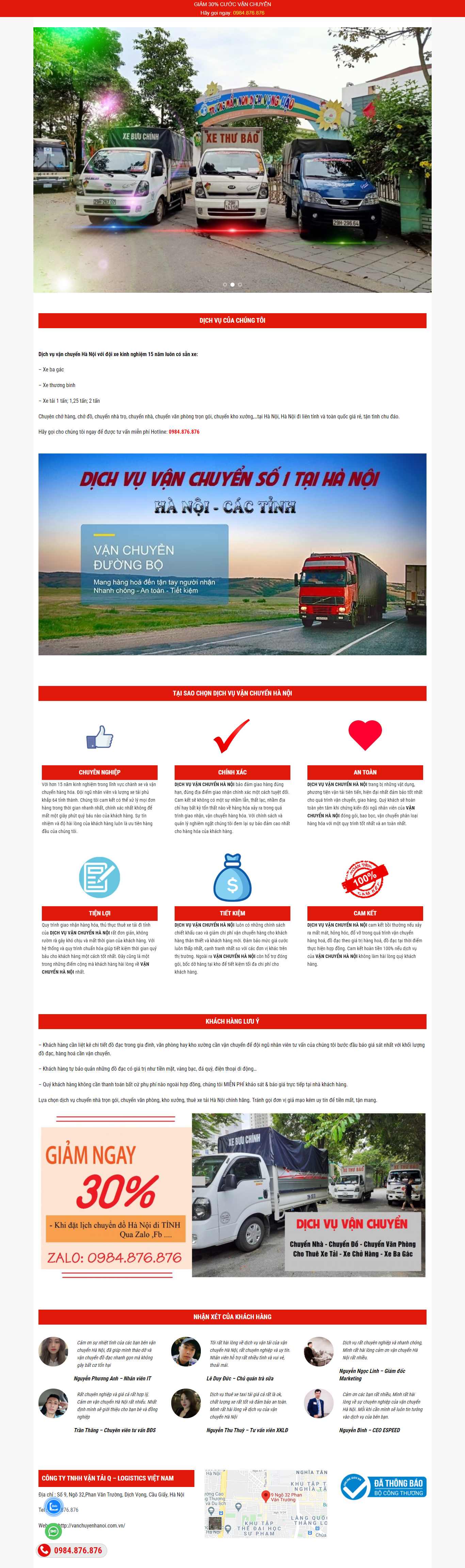 Thiết kế Web thuê xe tải vanchuyenhanoi.com.vn