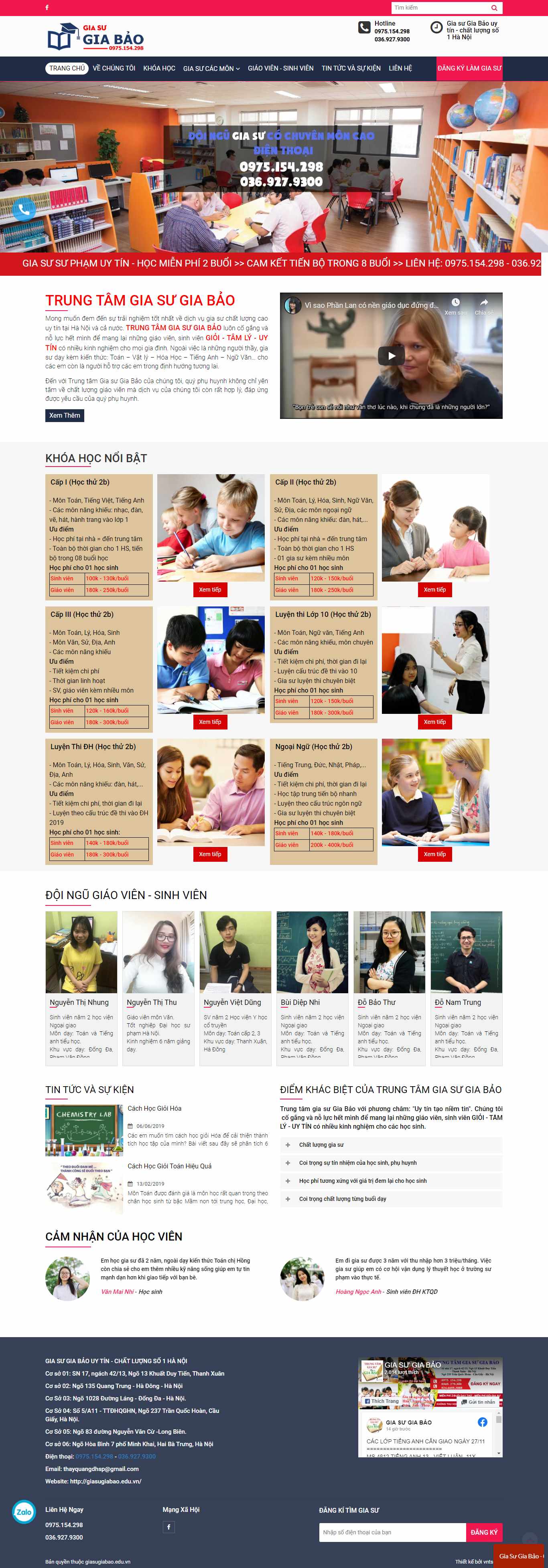 Thiết kế Web gia sư giasugiabao.online