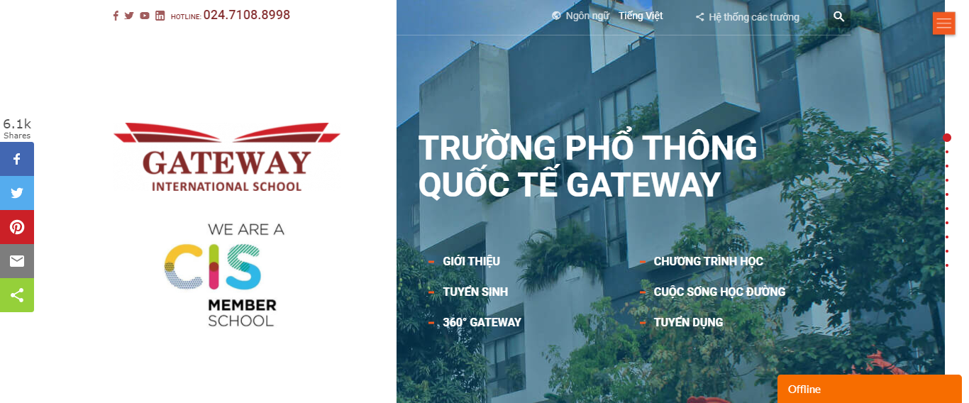 Thiết kế Web trường cấp 1 gateway.edu.vn