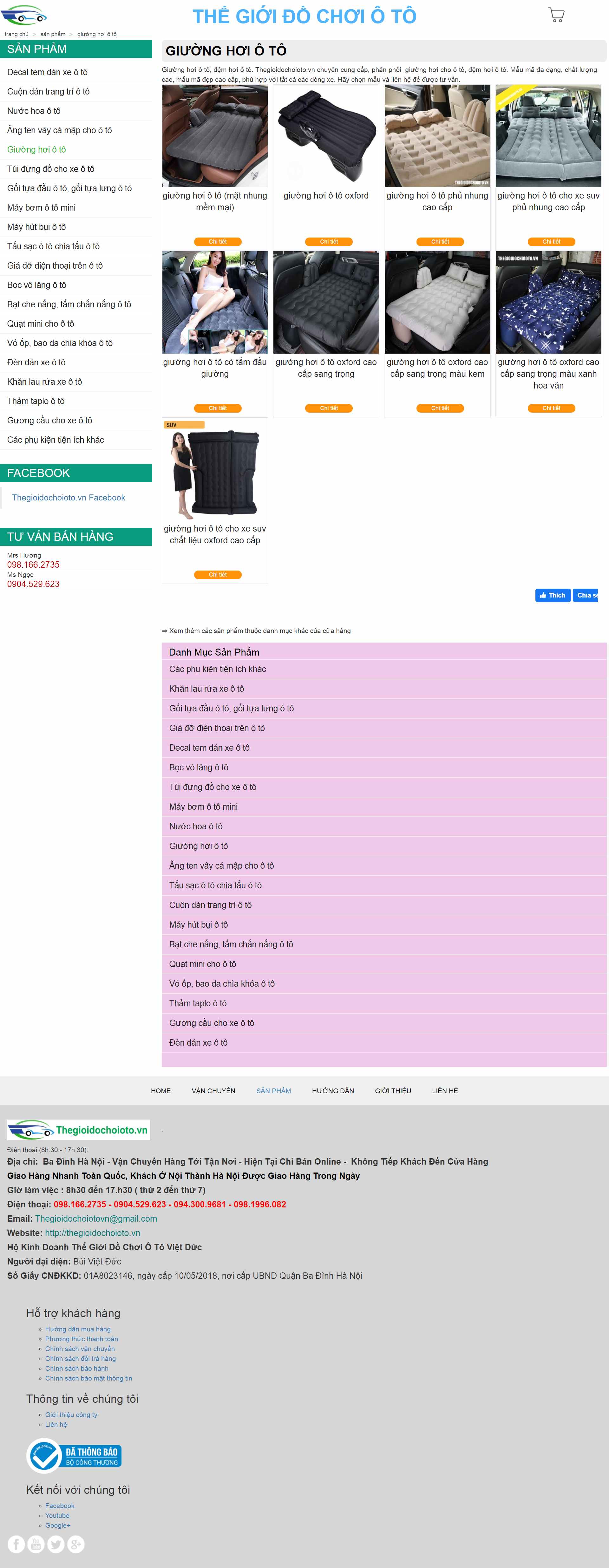 Thiết kế Web bán phụ kiện ô tô thegioidochoioto.vn